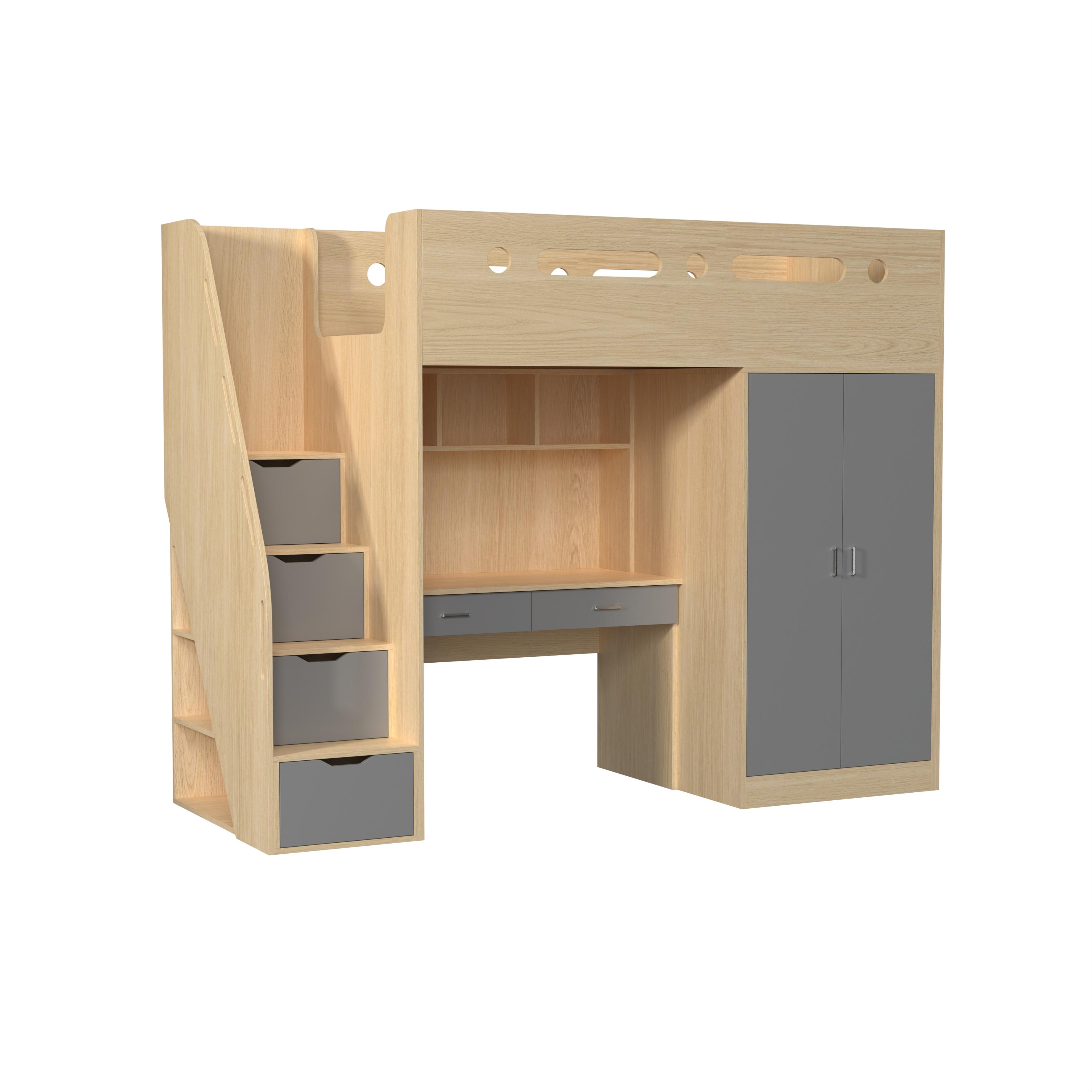 Loft Bed with Desk & Wardrobe | All-In-One Kids Study Bed