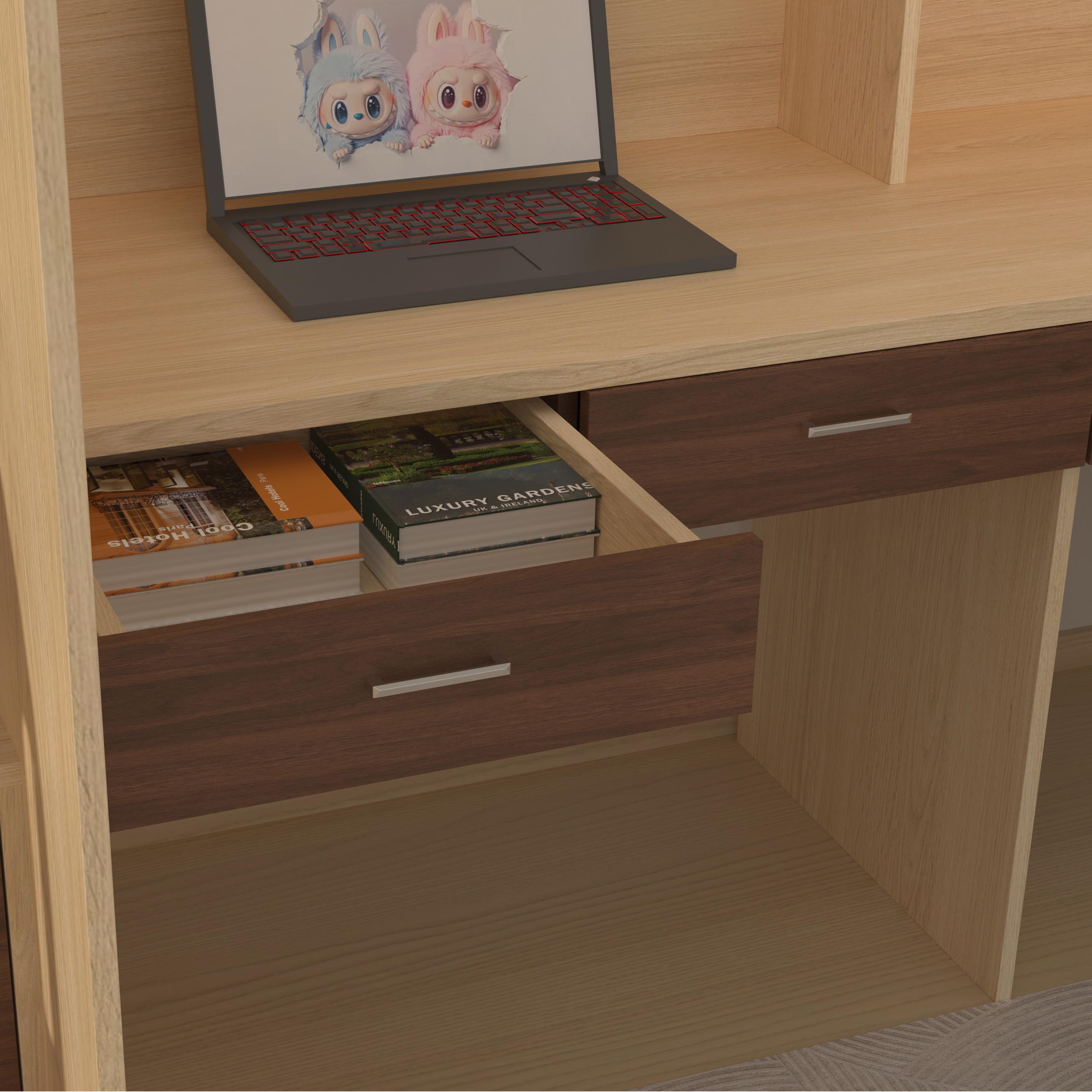 Twin Loft Bed with Double Desk | 2-Seat Kids Study Bed