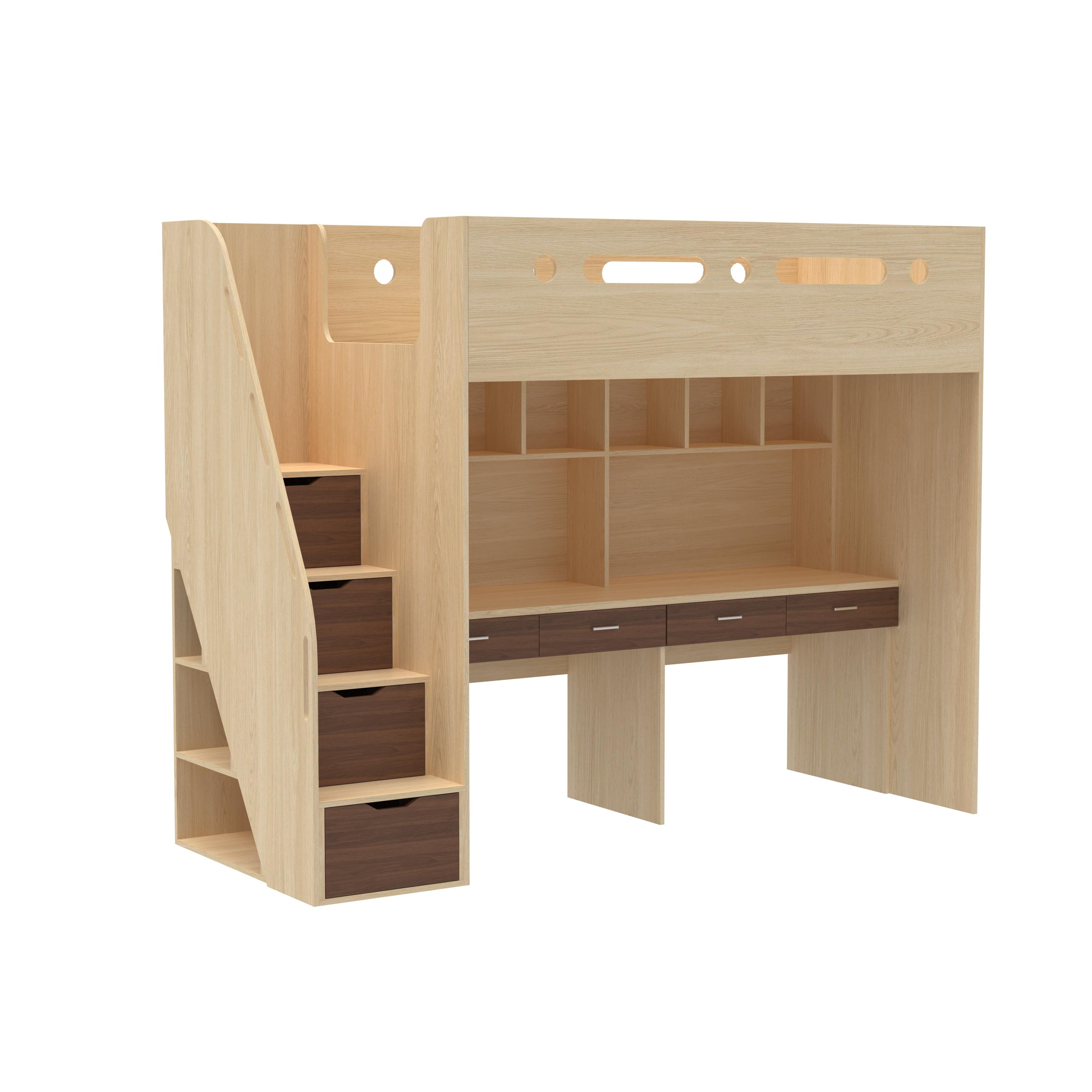 Twin Loft Bed with Double Desk | 2-Seat Kids Study Bed