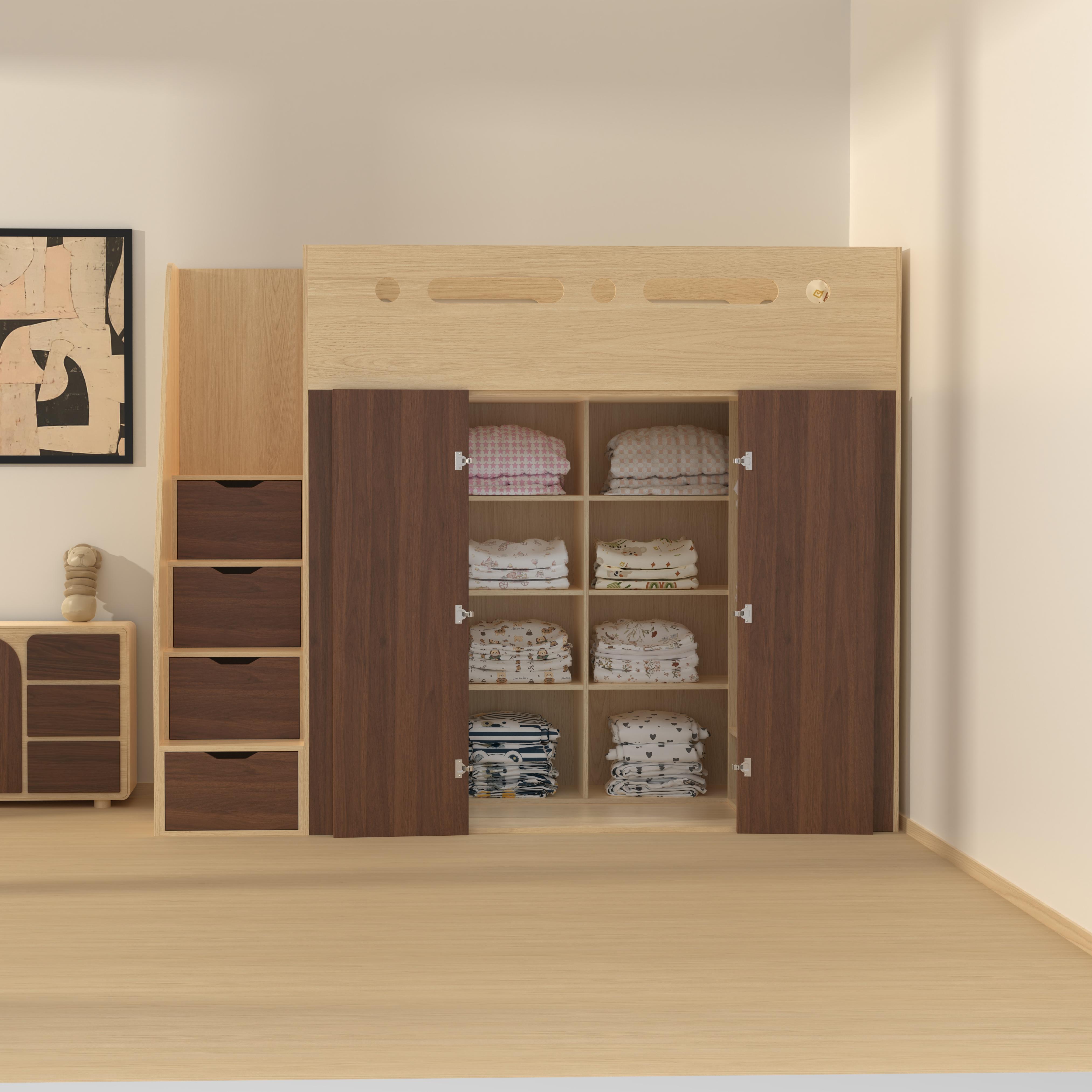 Loft Bed with Wardrobe & Stair Drawers | All-In-One Kids Storage Bed