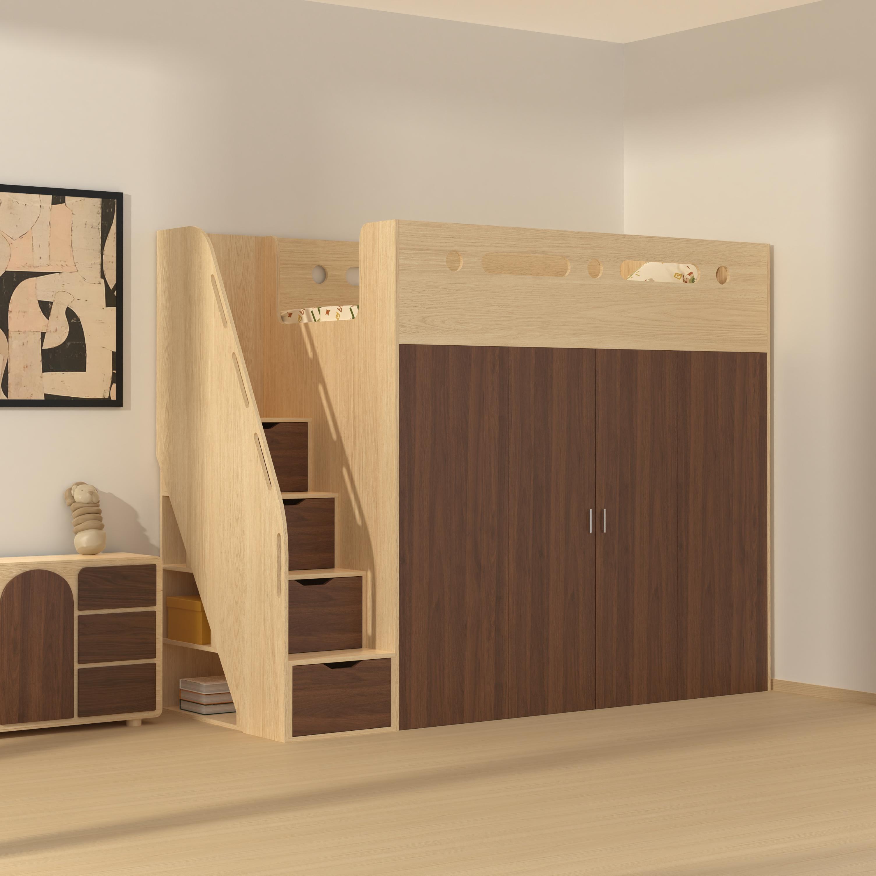 Loft Bed with Wardrobe & Stair Drawers | All-In-One Kids Storage Bed