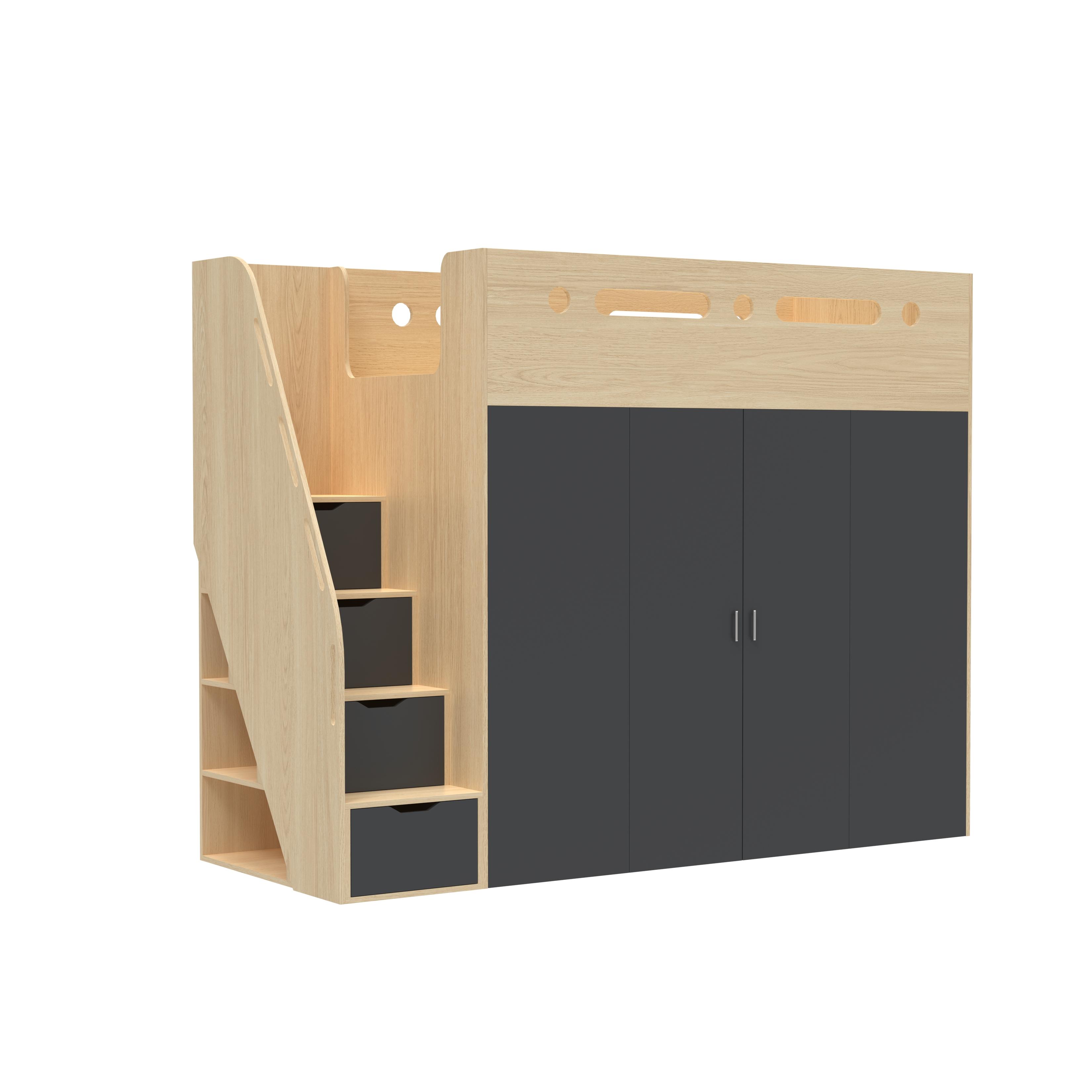 Loft Bed with Wardrobe & Stair Drawers | All-In-One Kids Storage Bed