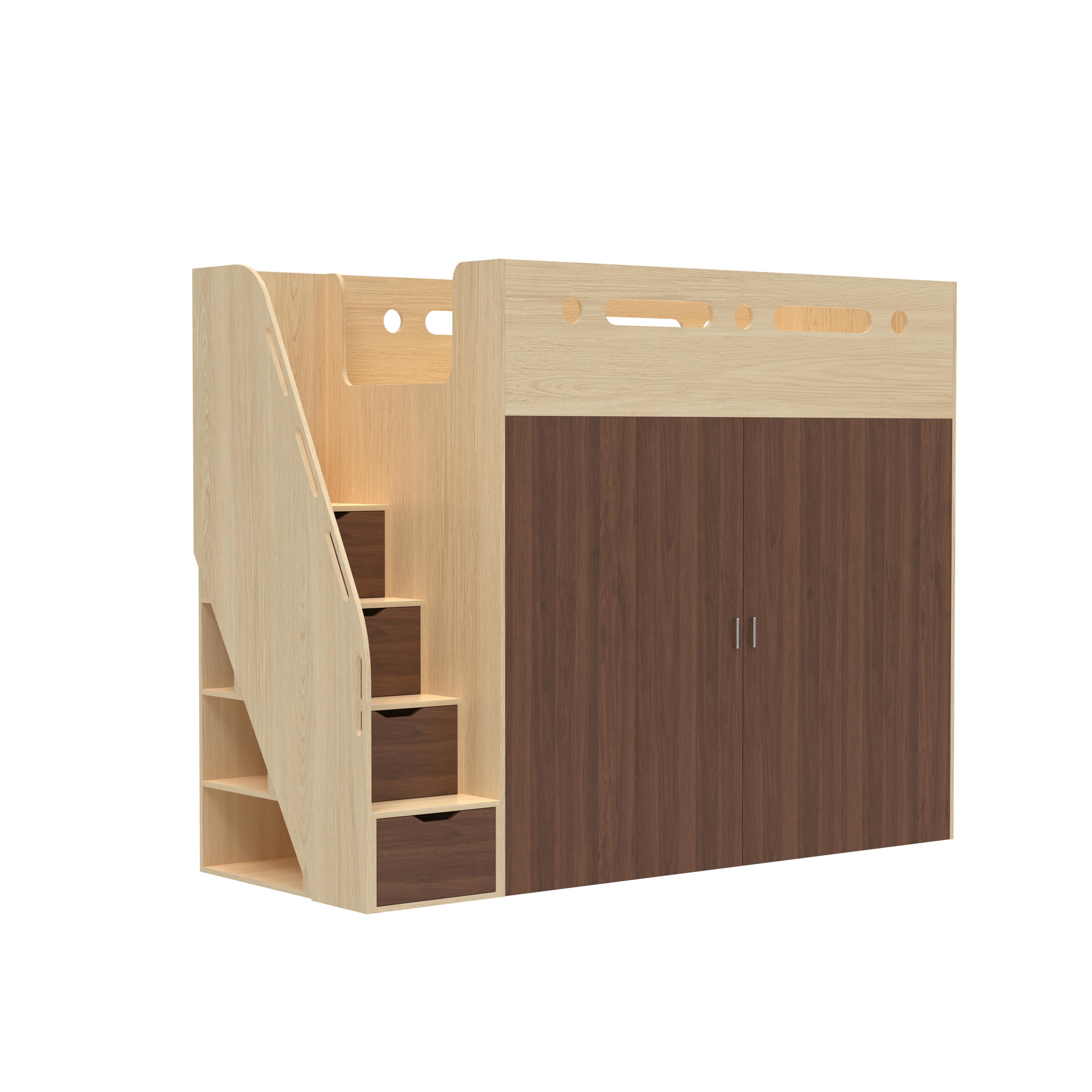 Loft Bed with Wardrobe & Stair Drawers | All-In-One Kids Storage Bed