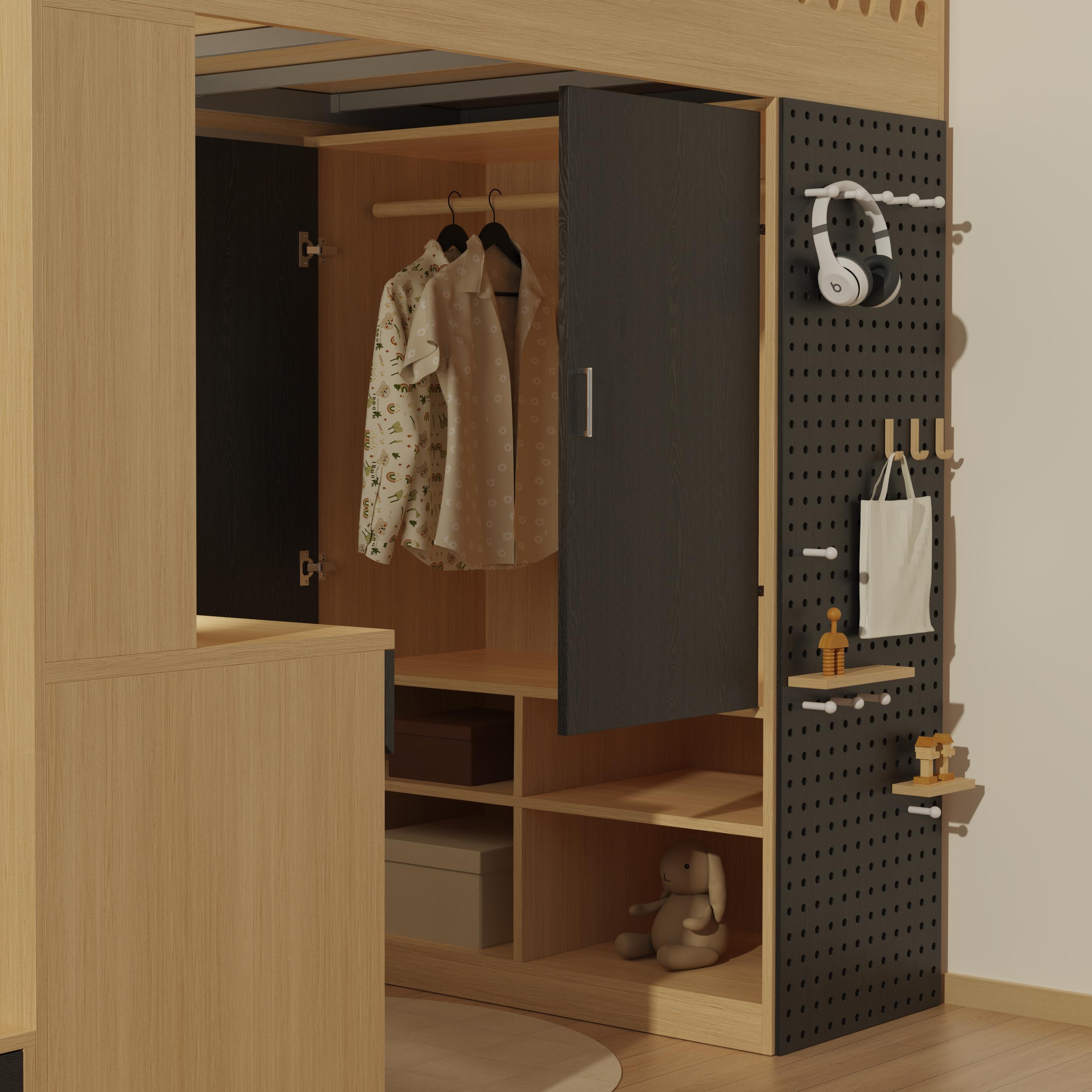 L-Shaped Corner Loft Bed with Desk | Space-Saving Study Bed