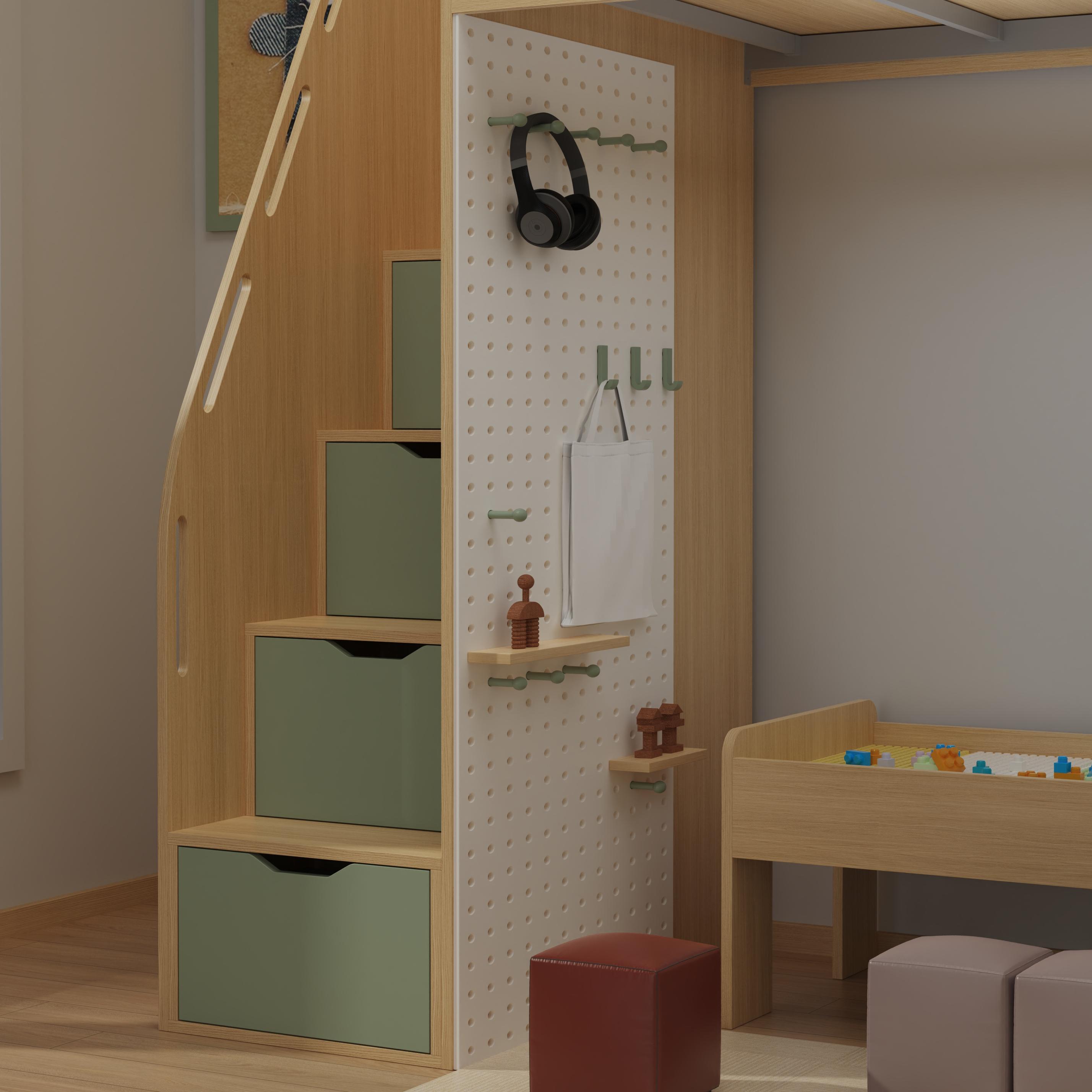 Loft Bed with Play Area & Display Cabinet | All-In-One Kids Bed