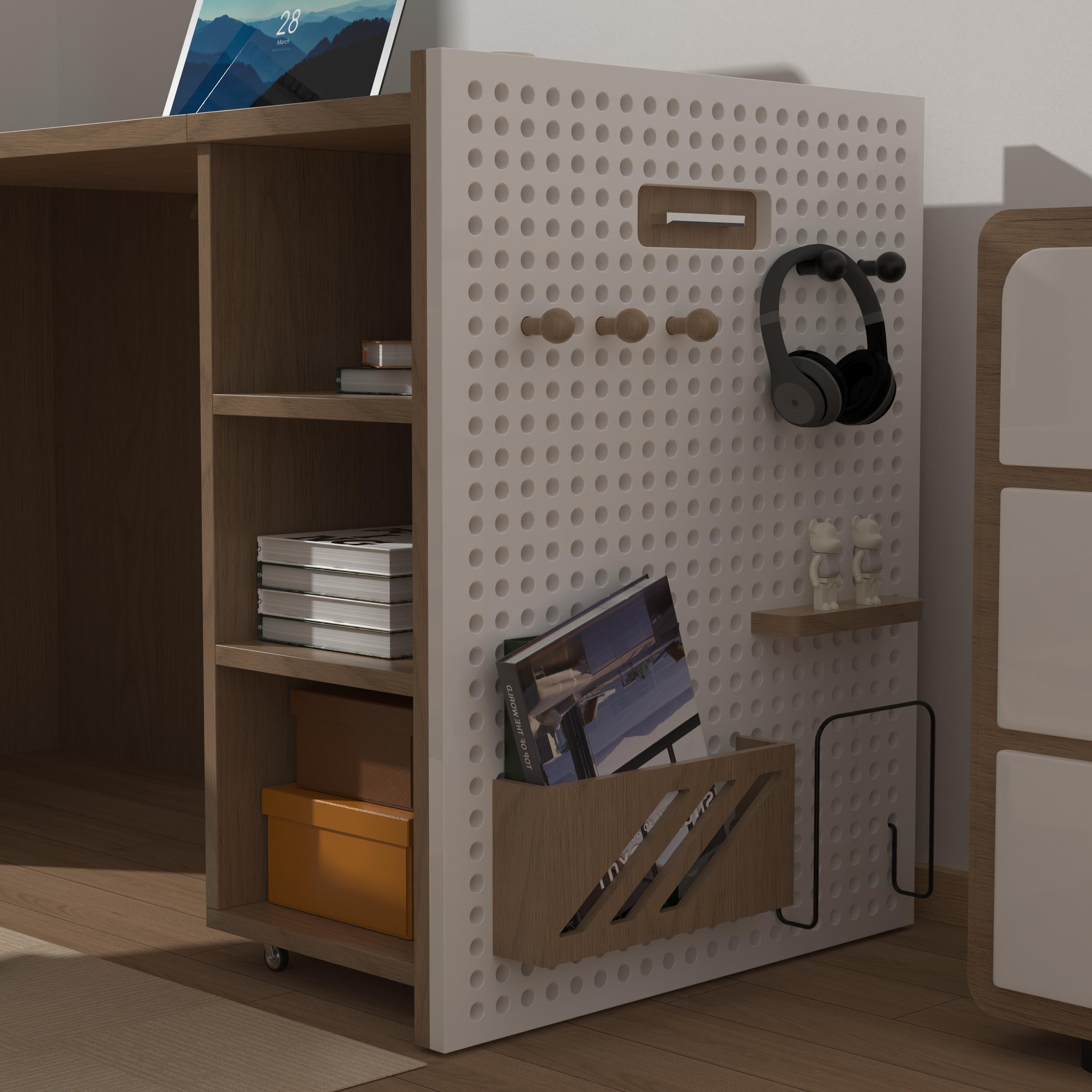 Mobile Desk with Pegboard & Storage | Rolling Home Office Desk