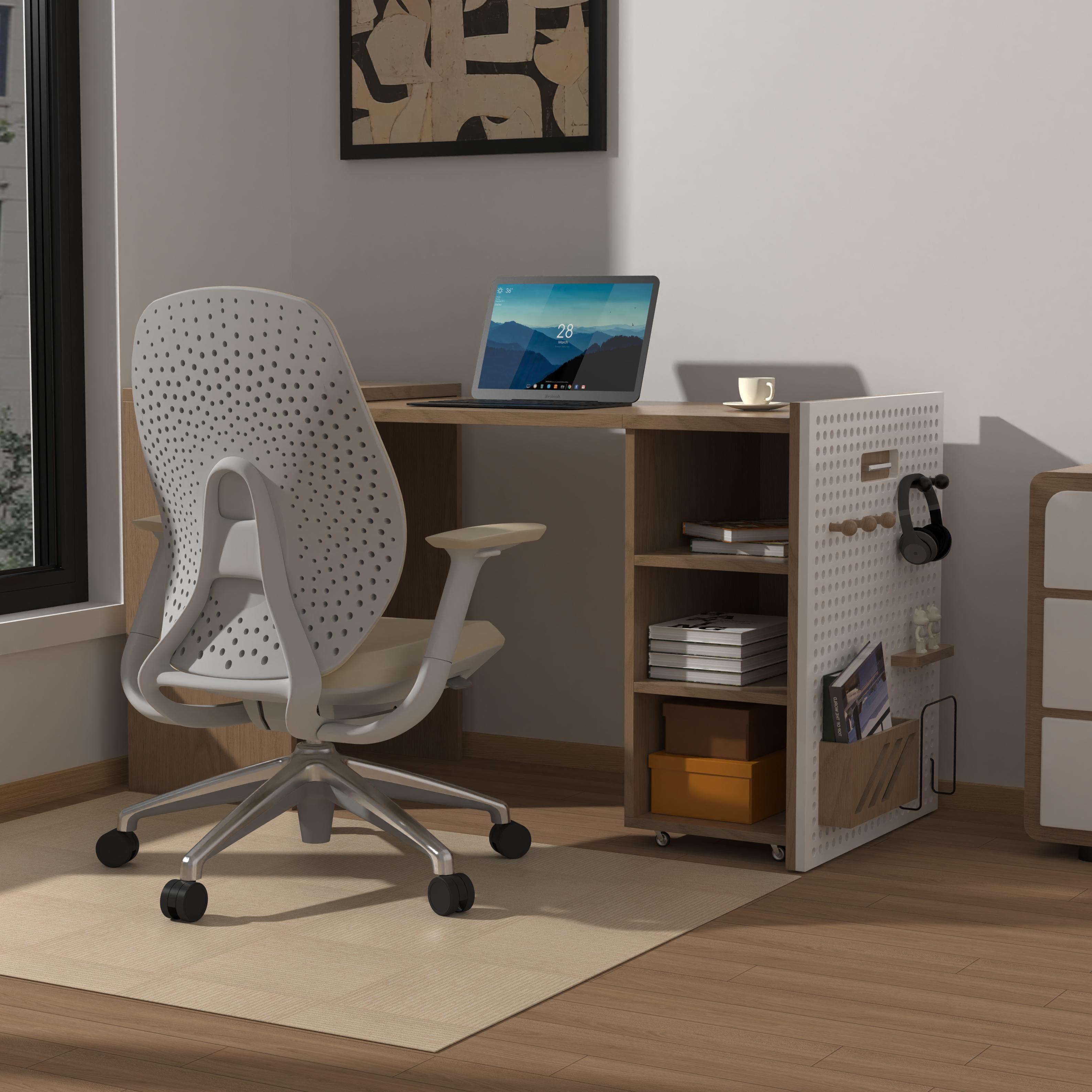 Mobile Desk with Pegboard & Storage | Rolling Home Office Desk