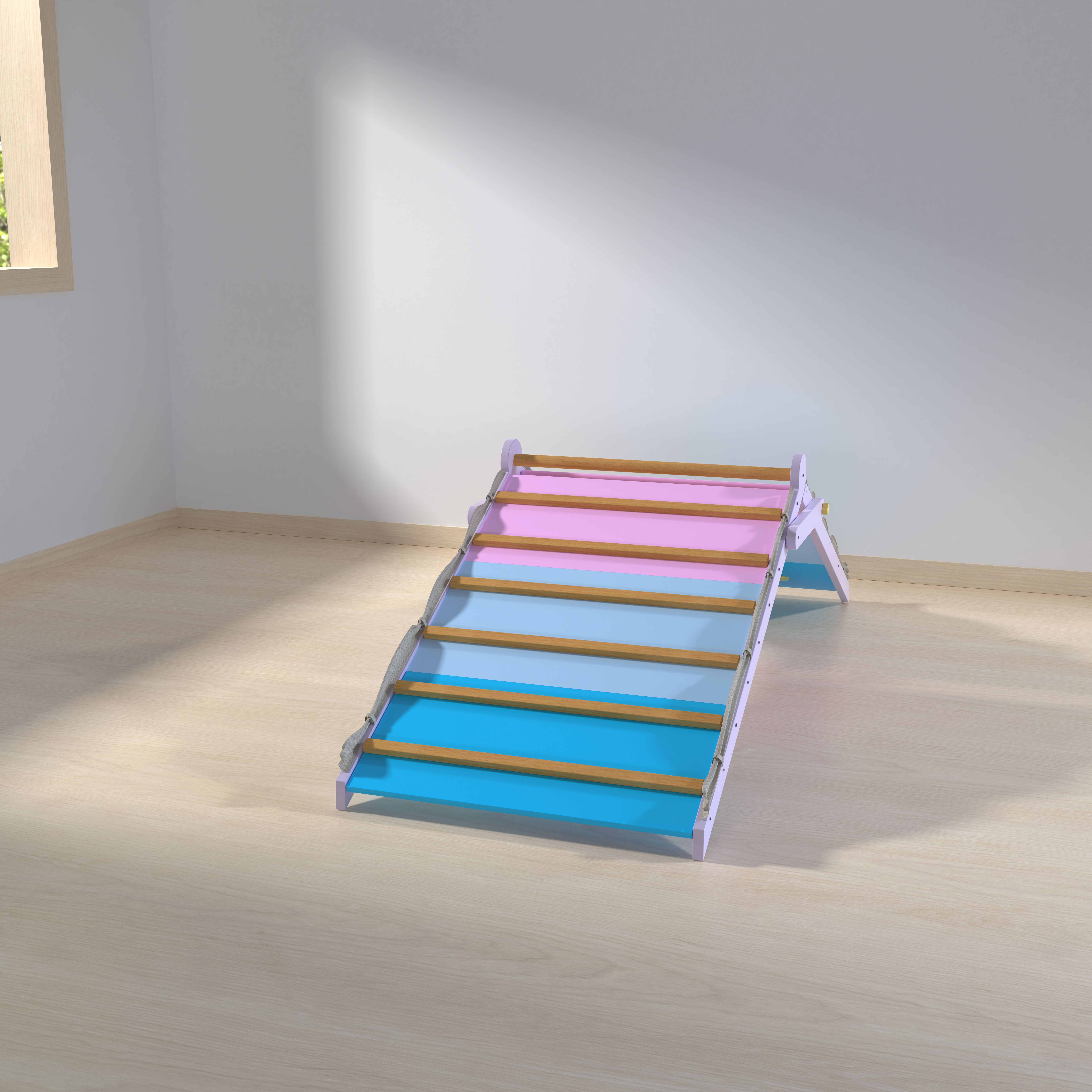  Kids Wooden Climbing Frame With Tent Indoor Play Climbing Wall For Toddlers