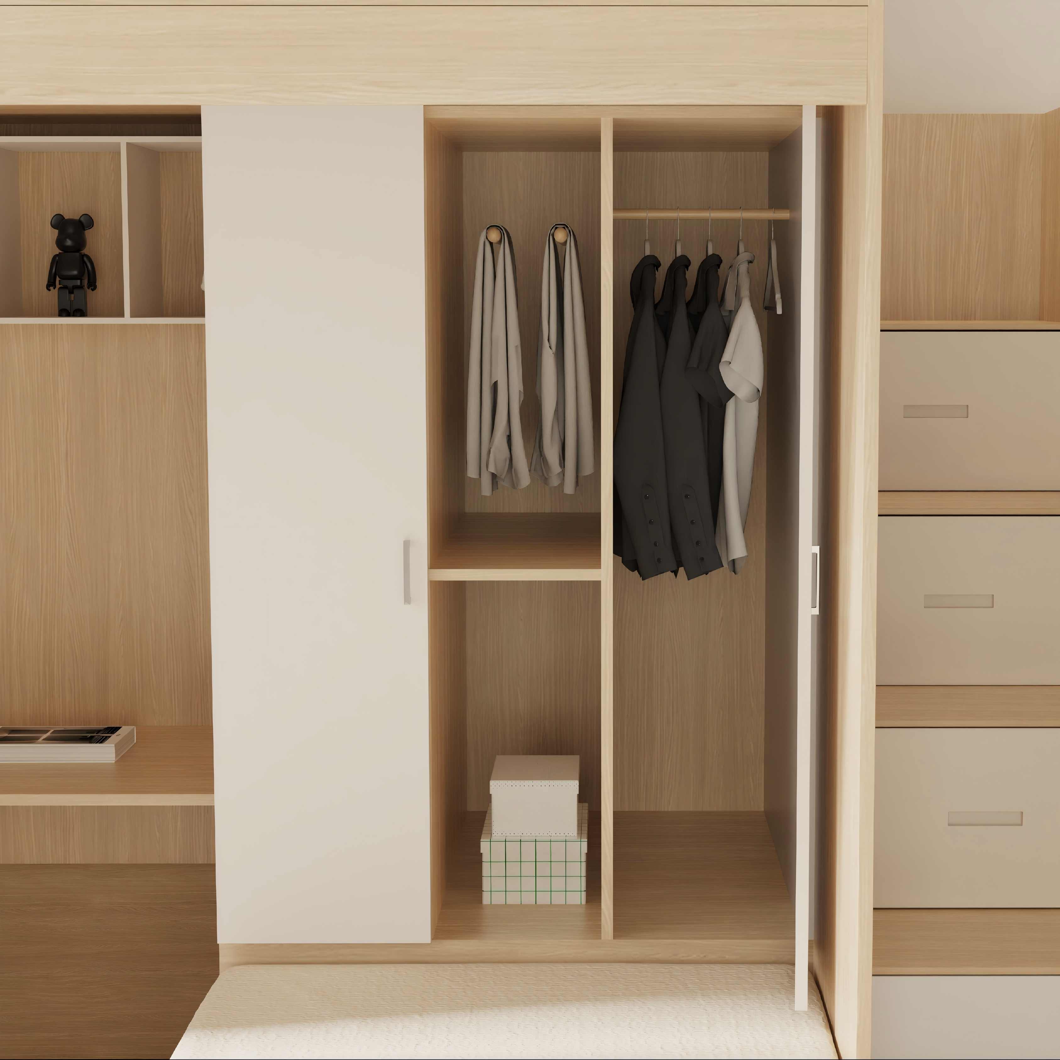 All-in-One Kids Bunk Bed with Desk Wardrobe & Storage Step