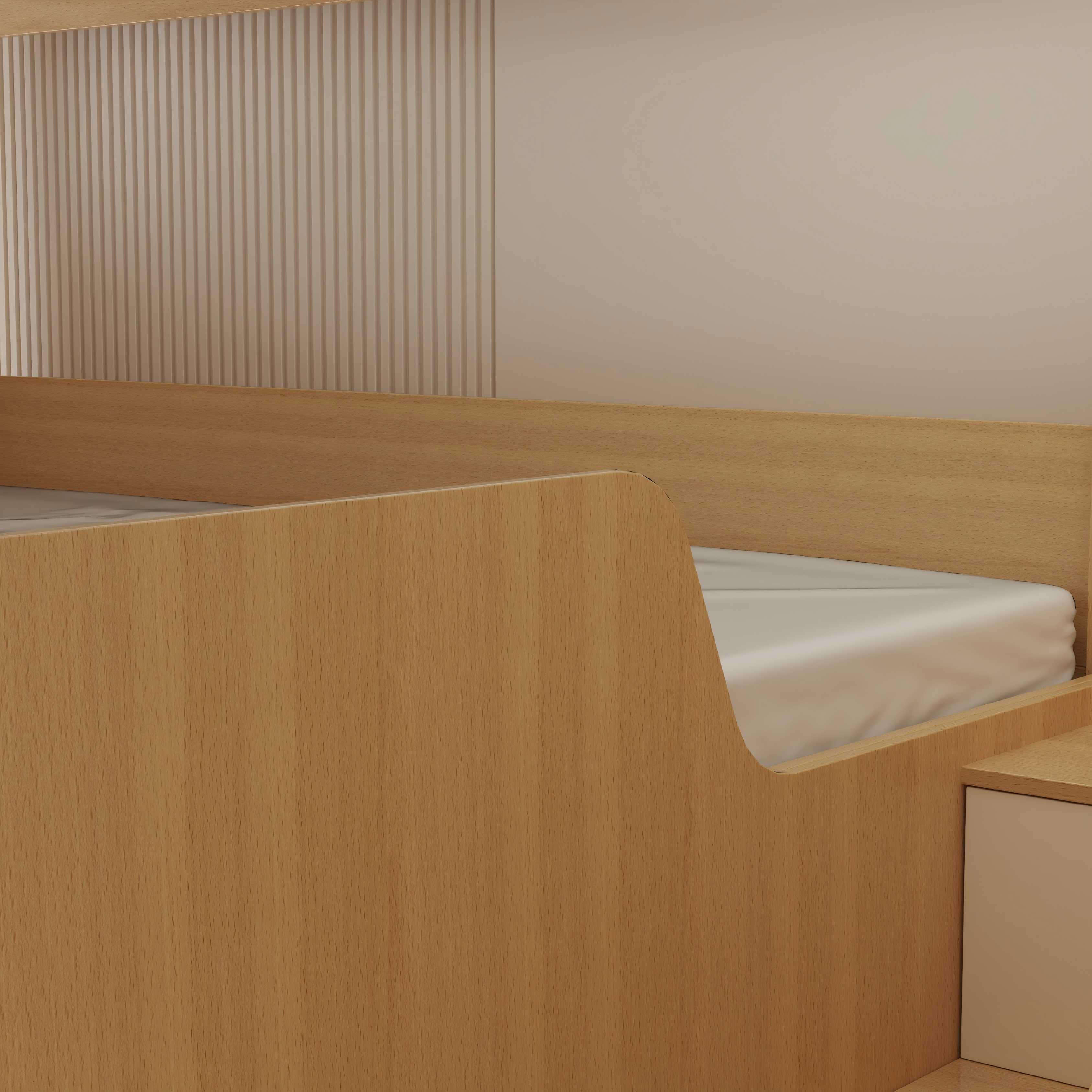 Cute Bear Bunk Bed with Storage Stairs & Desk for Kids