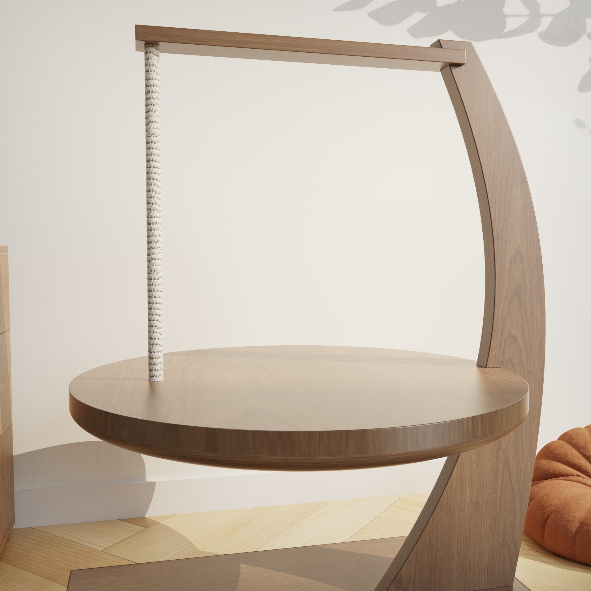 Wooden Cat Tree with Scratching Post | Elevated Cat Perch Bed