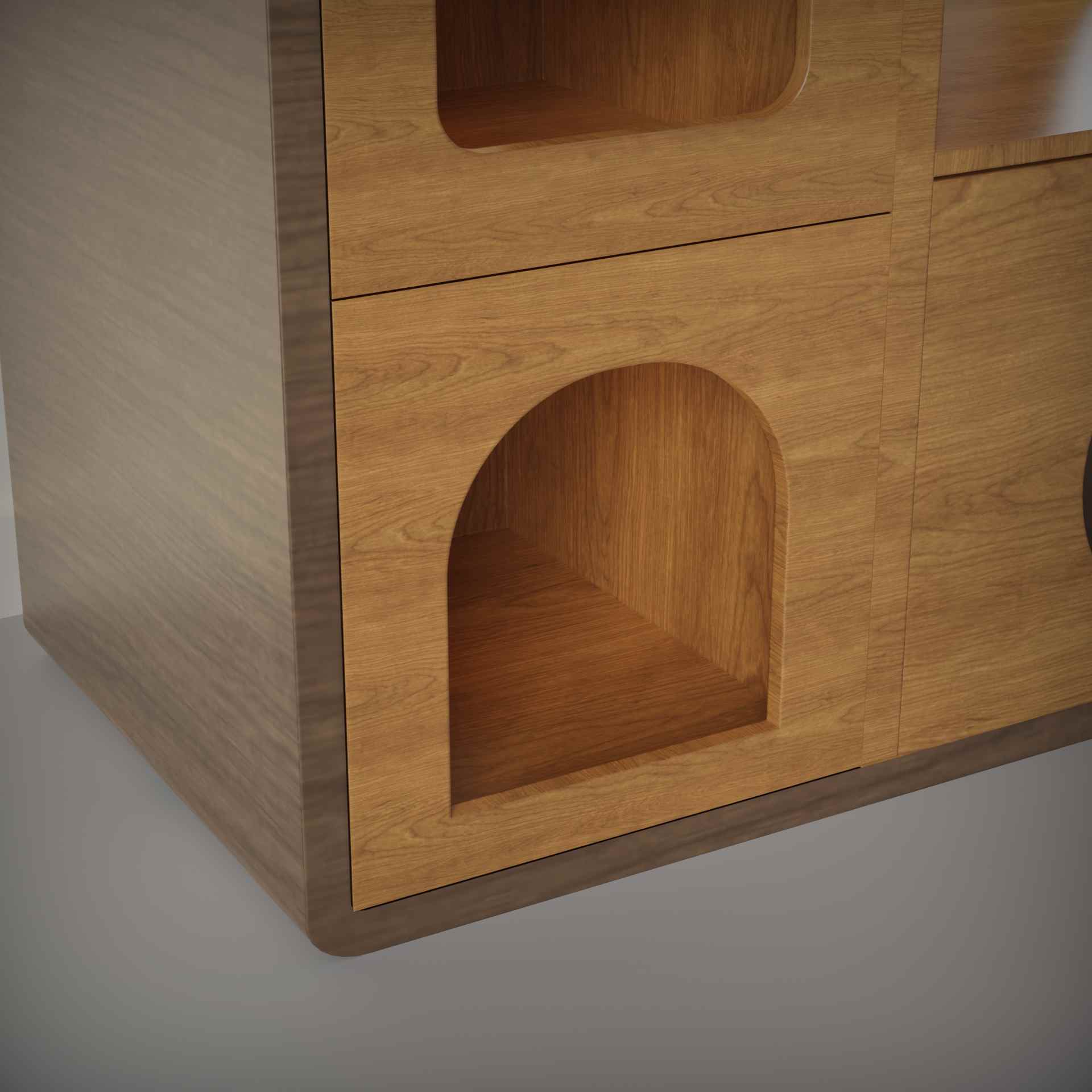 Wooden Cat House Cabinet | Multi-Level Cat Condo with Shelf