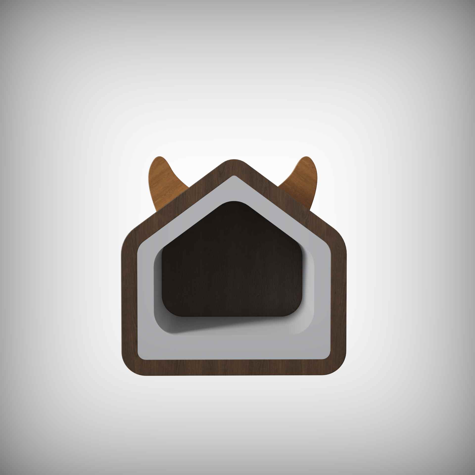 Modern Wooden Cat House with Ears | Cute Cat-Shaped Cat Bed