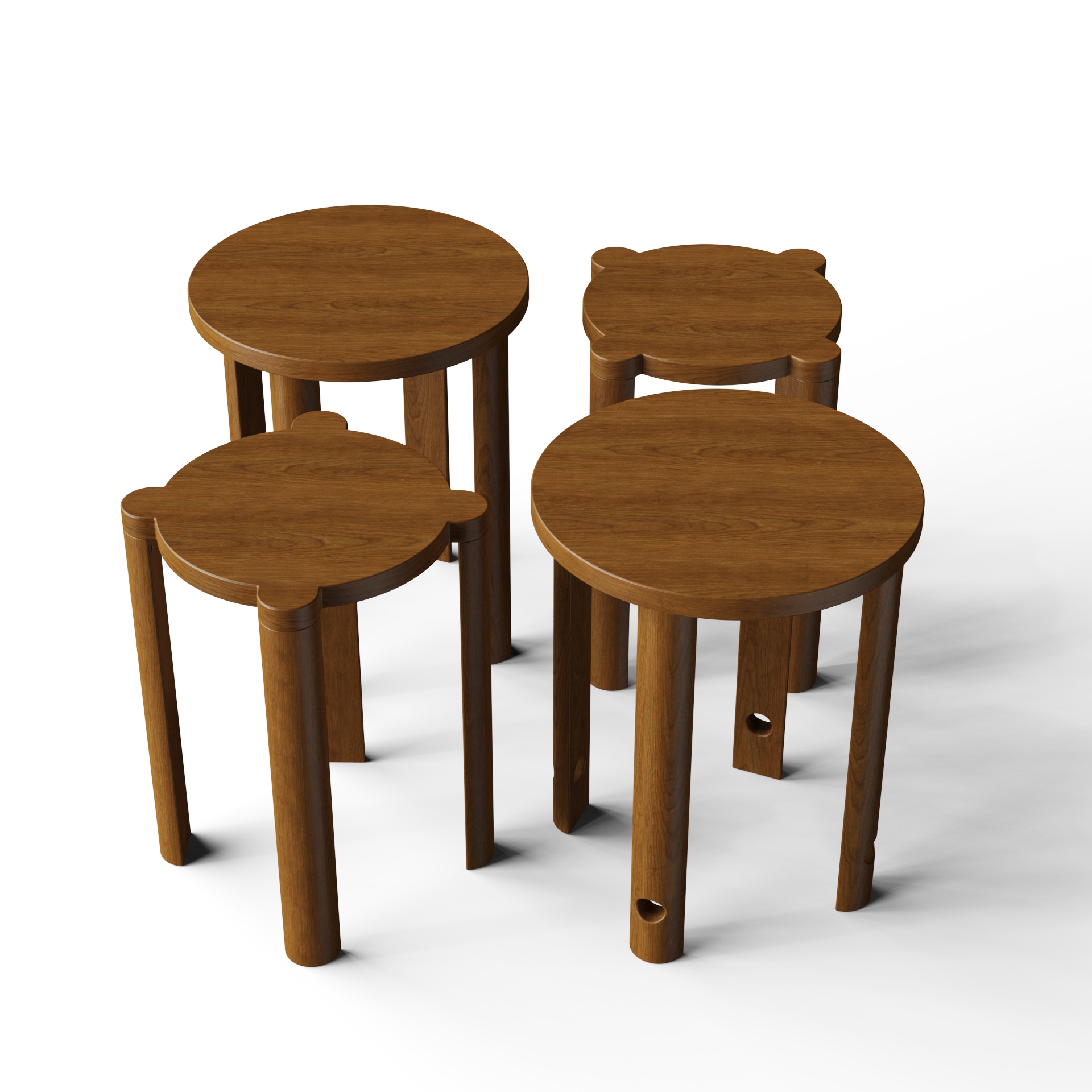 Modern Stackable Wooden Stools | Space-Saving Nesting Stool Set