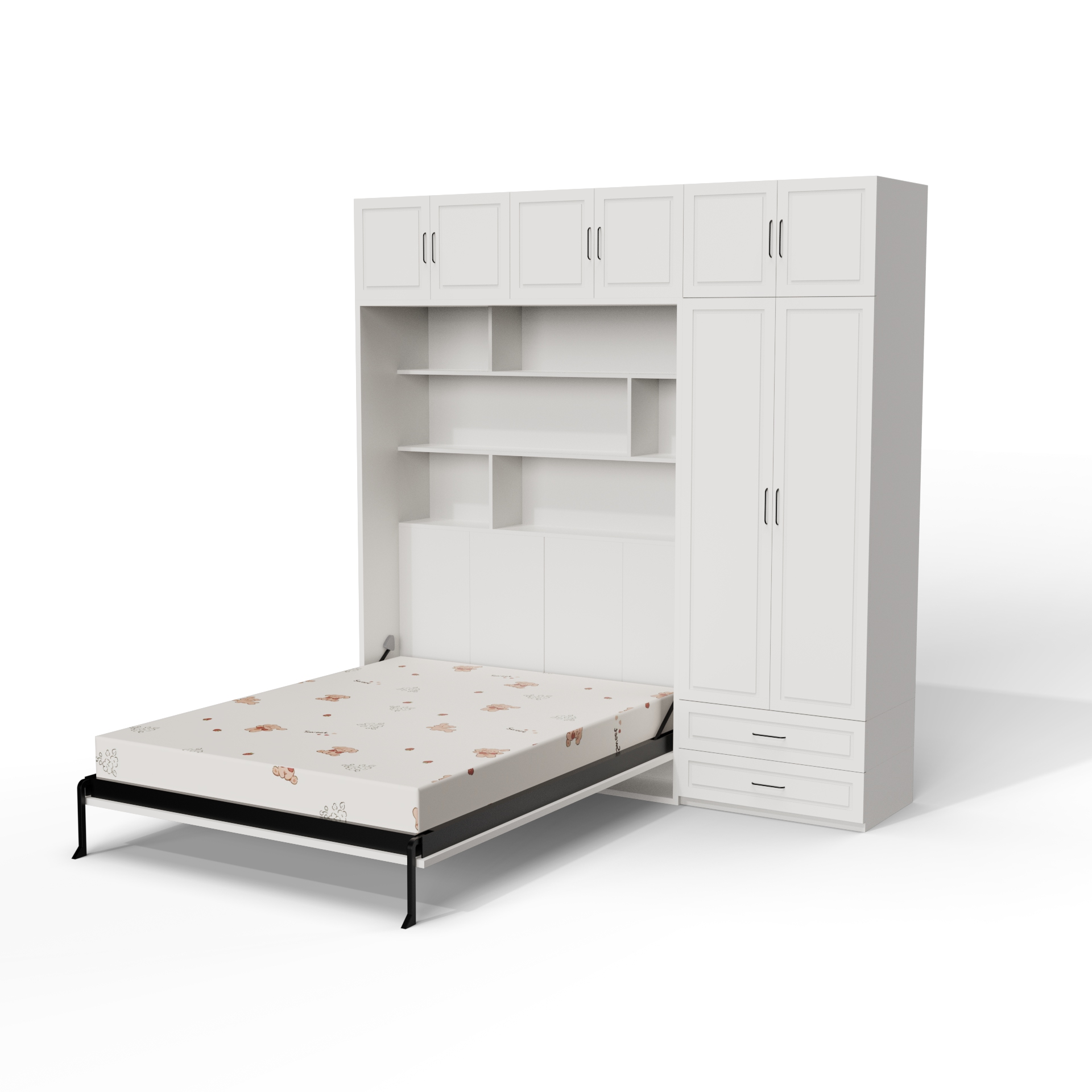 Murphy Bed with Storage Cabinet | Space-Saving Wall Bed with Wardrobe