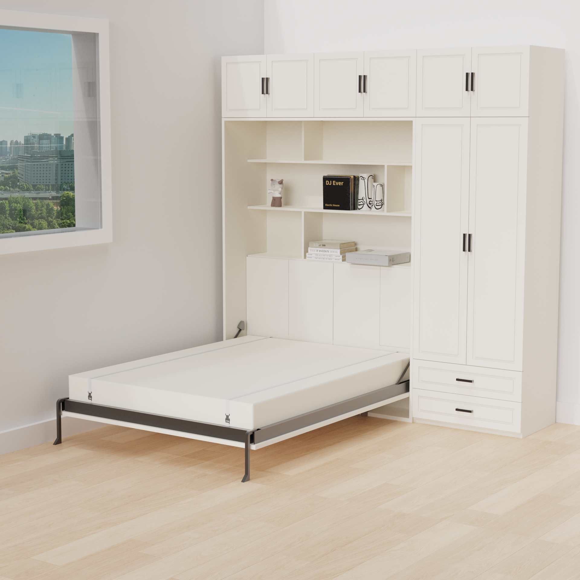 Murphy Bed with Storage Cabinet | Space-Saving Wall Bed with Wardrobe