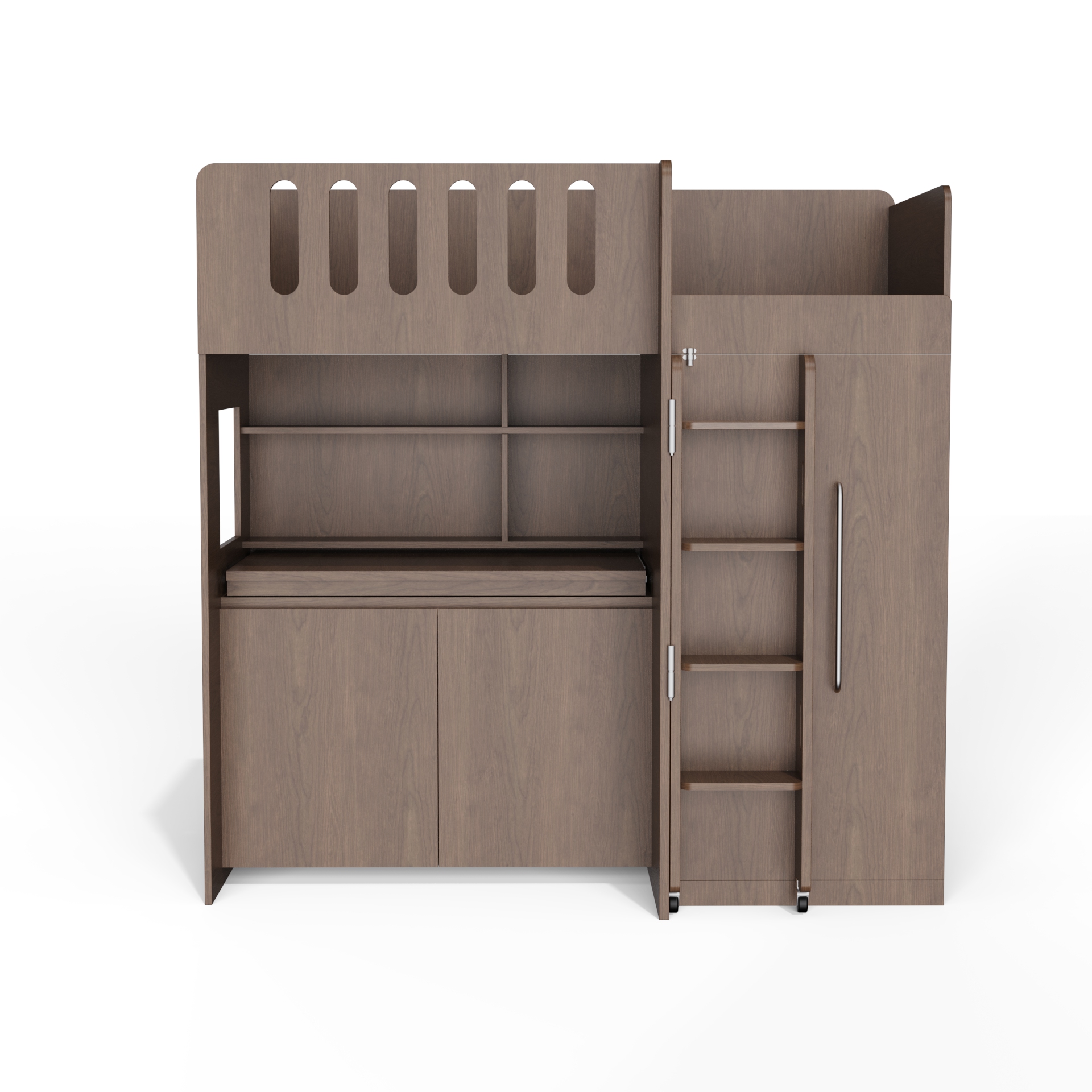 All-In-One Loft Bed with Desk & Wardrobe | Space-Saving Wooden Bunk Bed