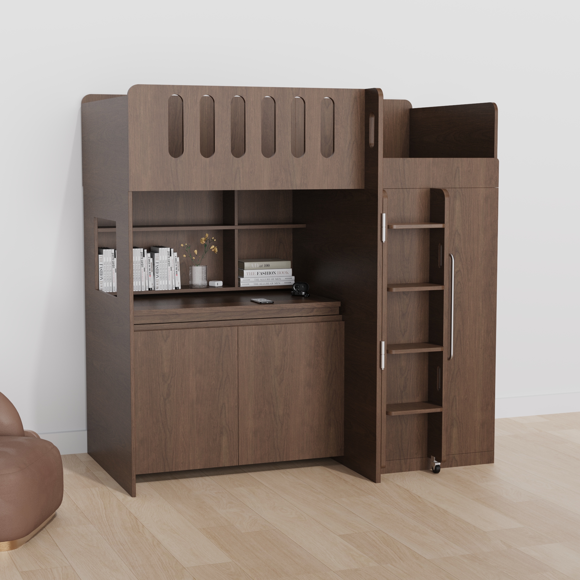 All-In-One Loft Bed with Desk & Wardrobe | Space-Saving Wooden Bunk Bed