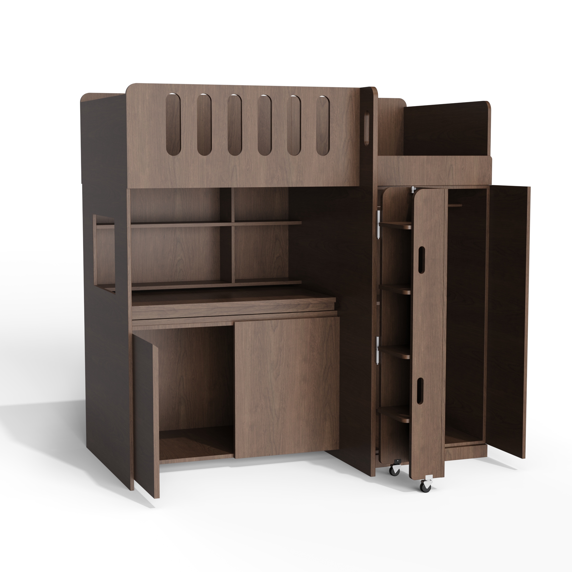 All-In-One Loft Bed with Desk & Wardrobe | Space-Saving Wooden Bunk Bed