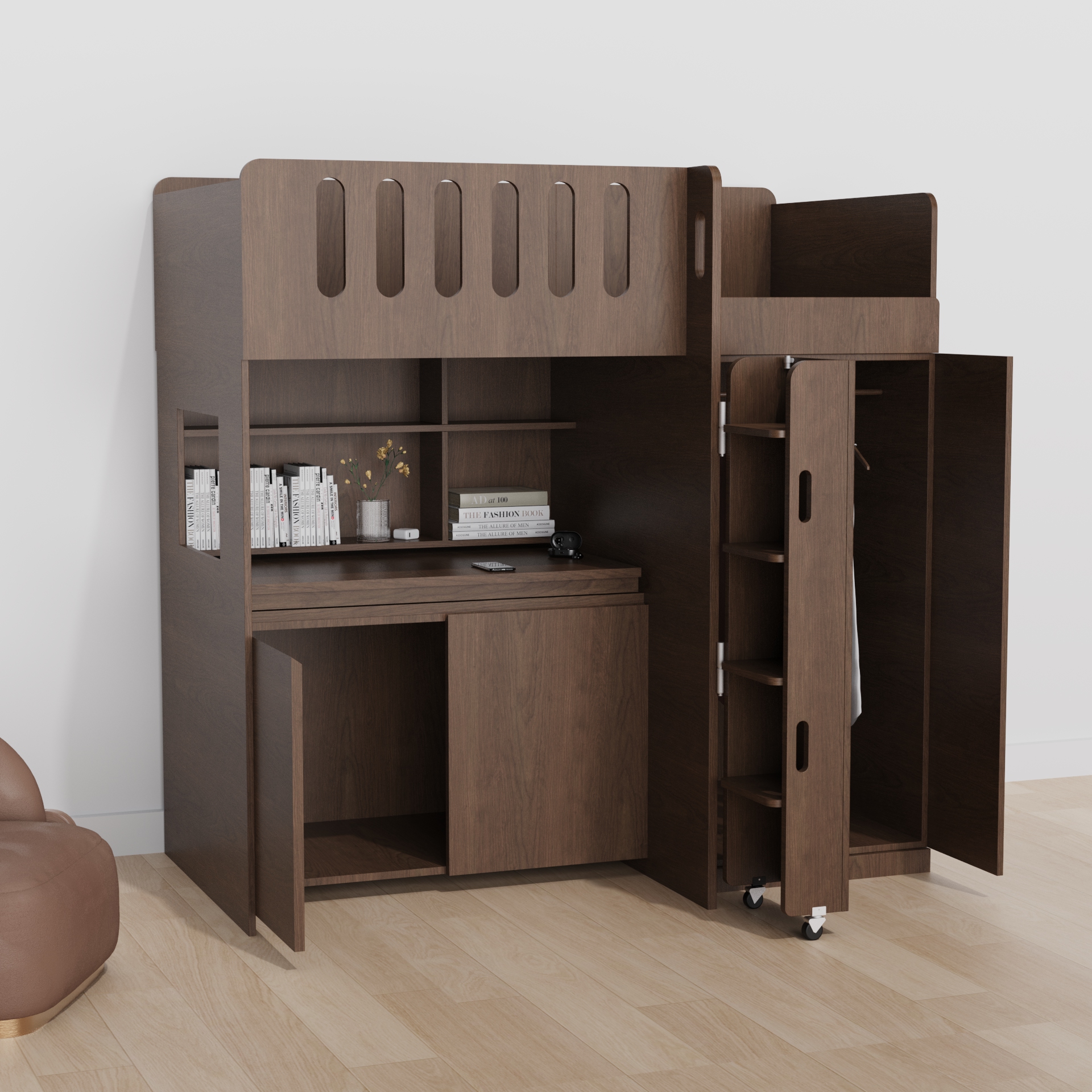 All-In-One Loft Bed with Desk & Wardrobe | Space-Saving Wooden Bunk Bed