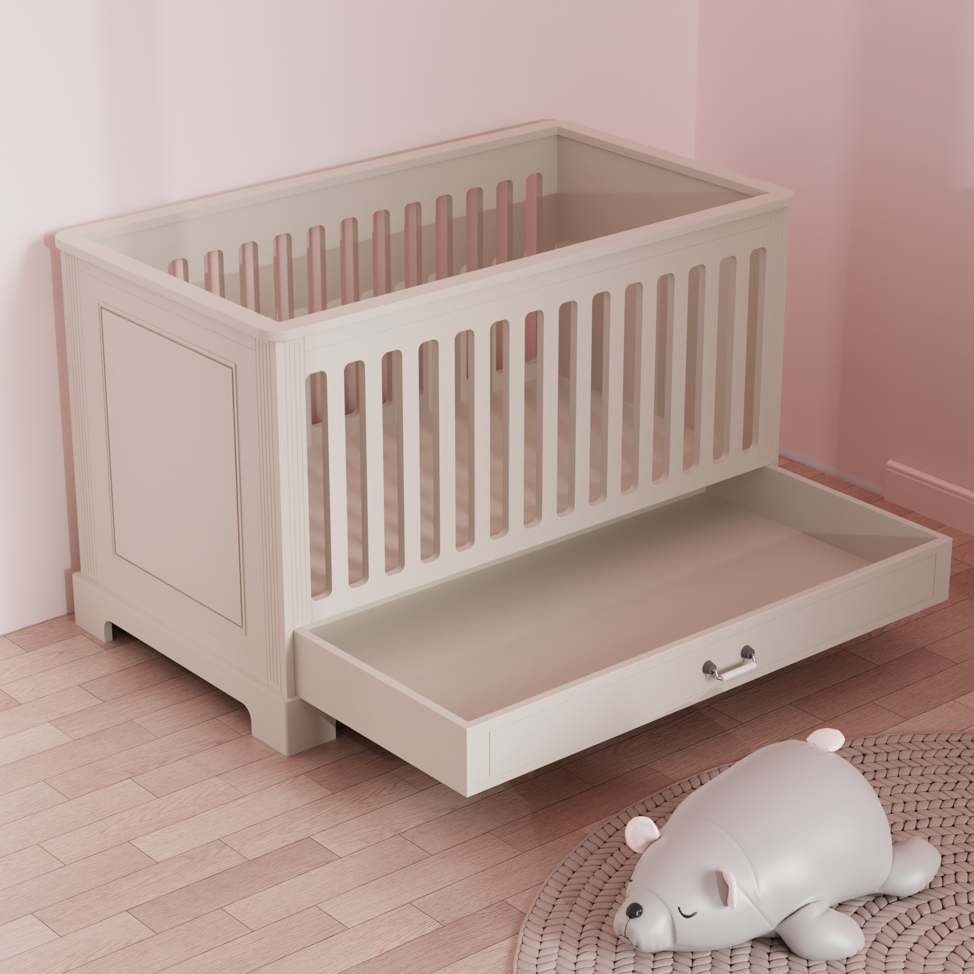 Elegant Baby Crib with Storage Drawer | Safe Nursery Bassinet for Newborns
