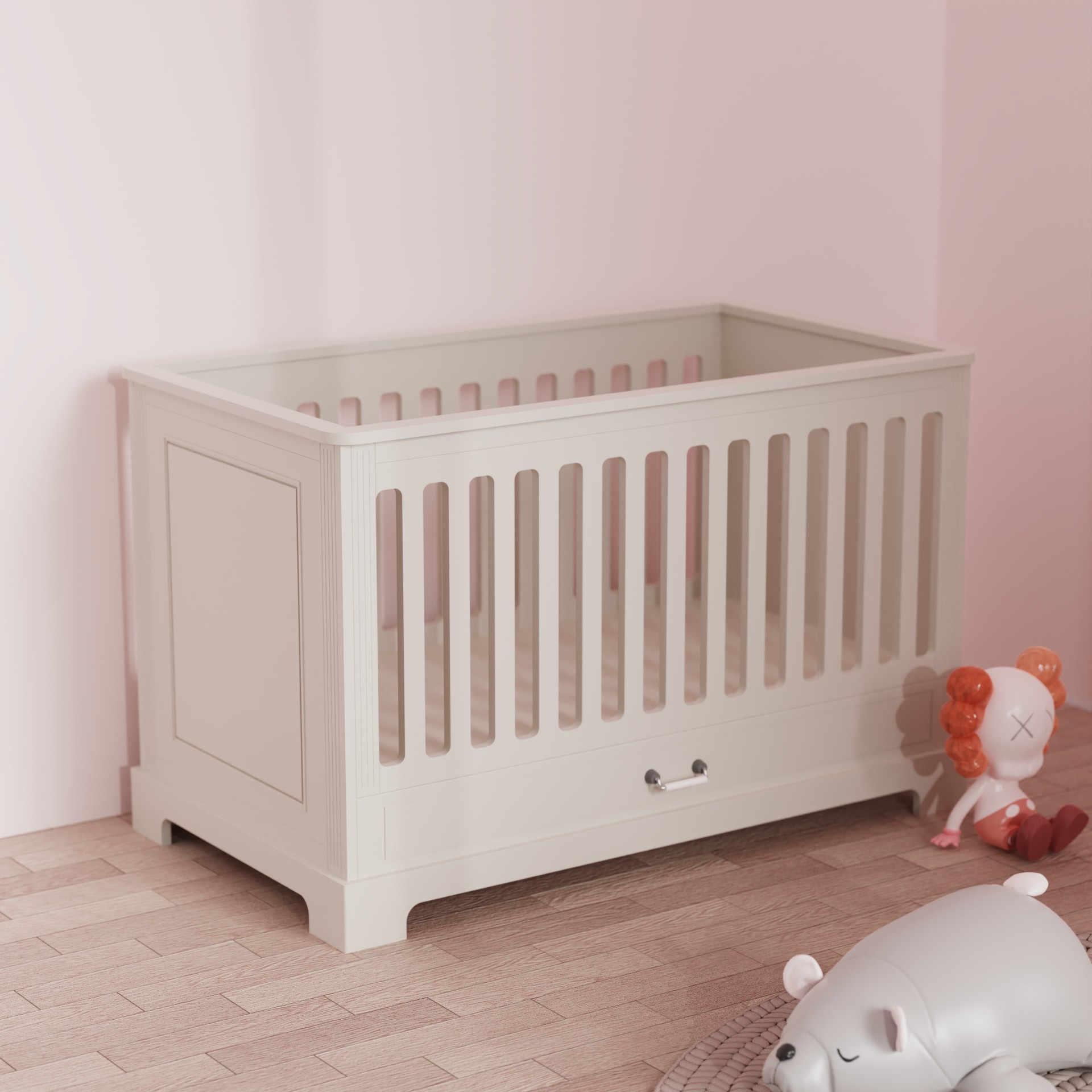 Elegant Baby Crib with Storage Drawer | Safe Nursery Bassinet for Newborns