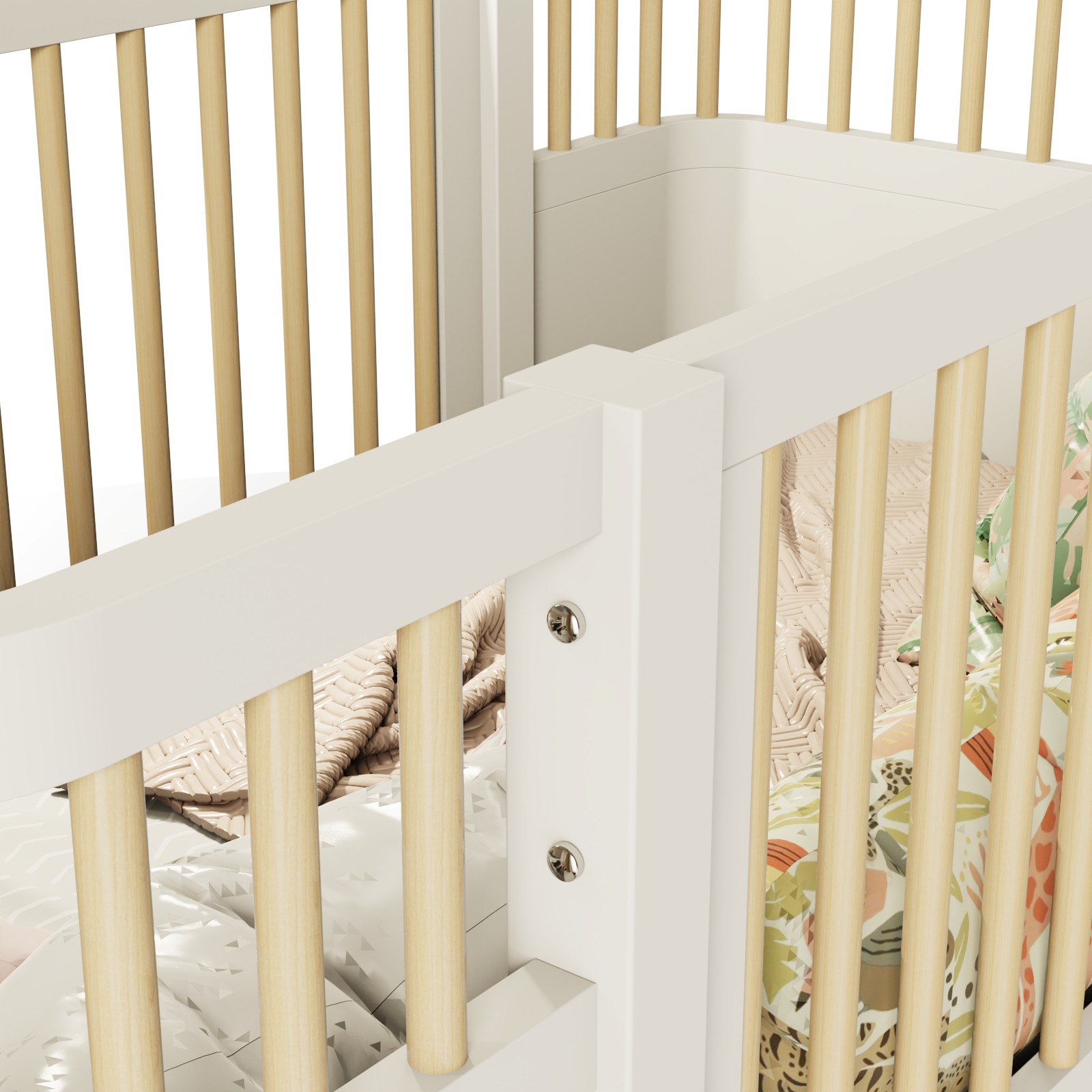 Modern Convertible Baby Crib | Safe Wooden Nursery Crib with Slats