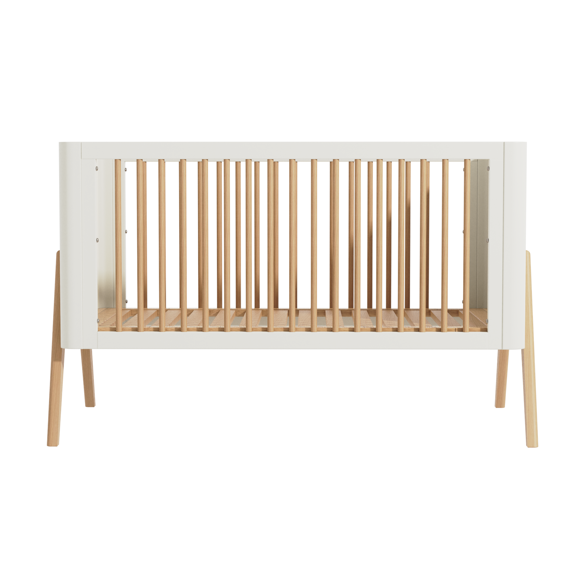 Modern Wood & White Baby Crib | Stylish Nursery Bed with Solid Wood Legs