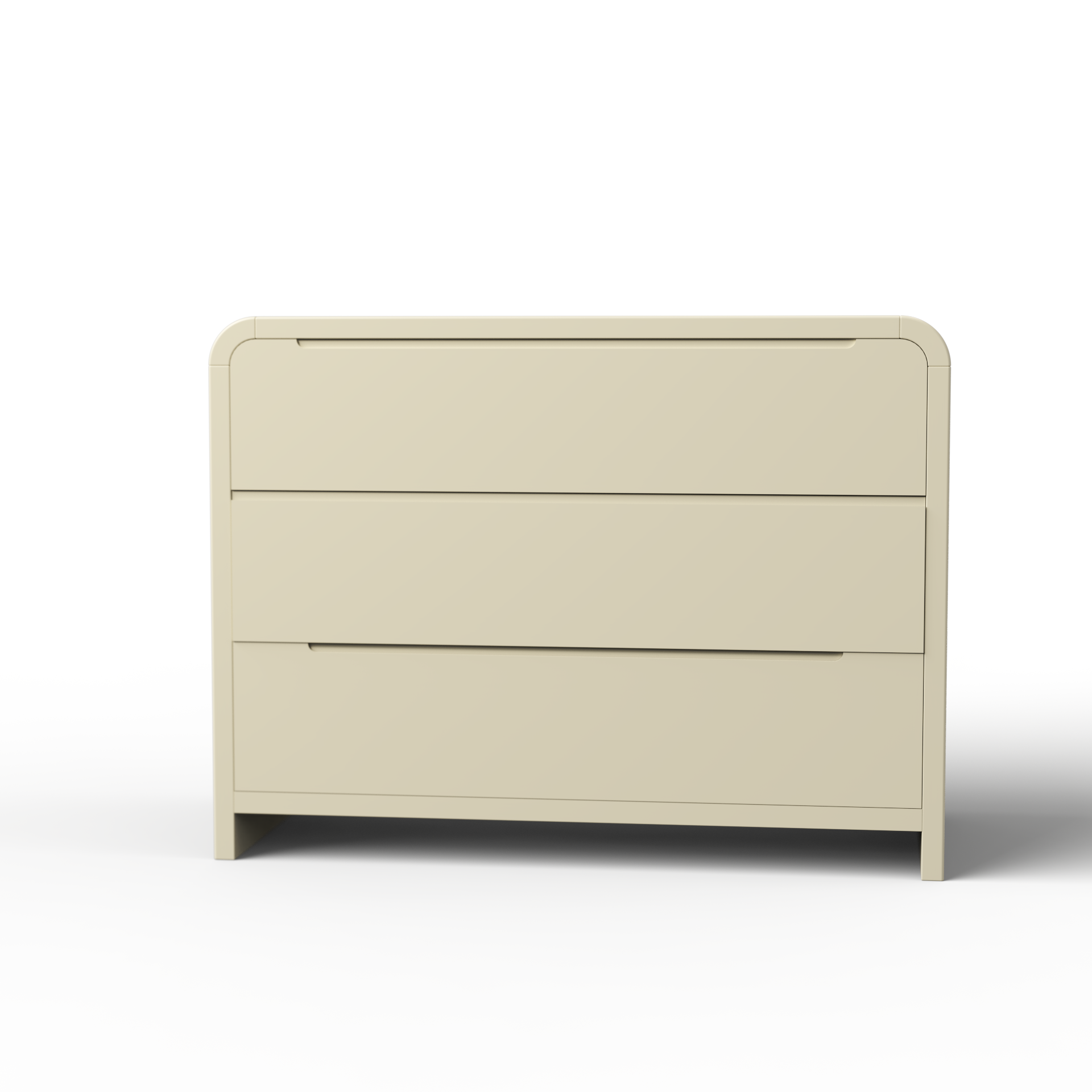 Modern 3-Drawer Nursery Dresser | Rounded-Edge White Kids Storage Chest