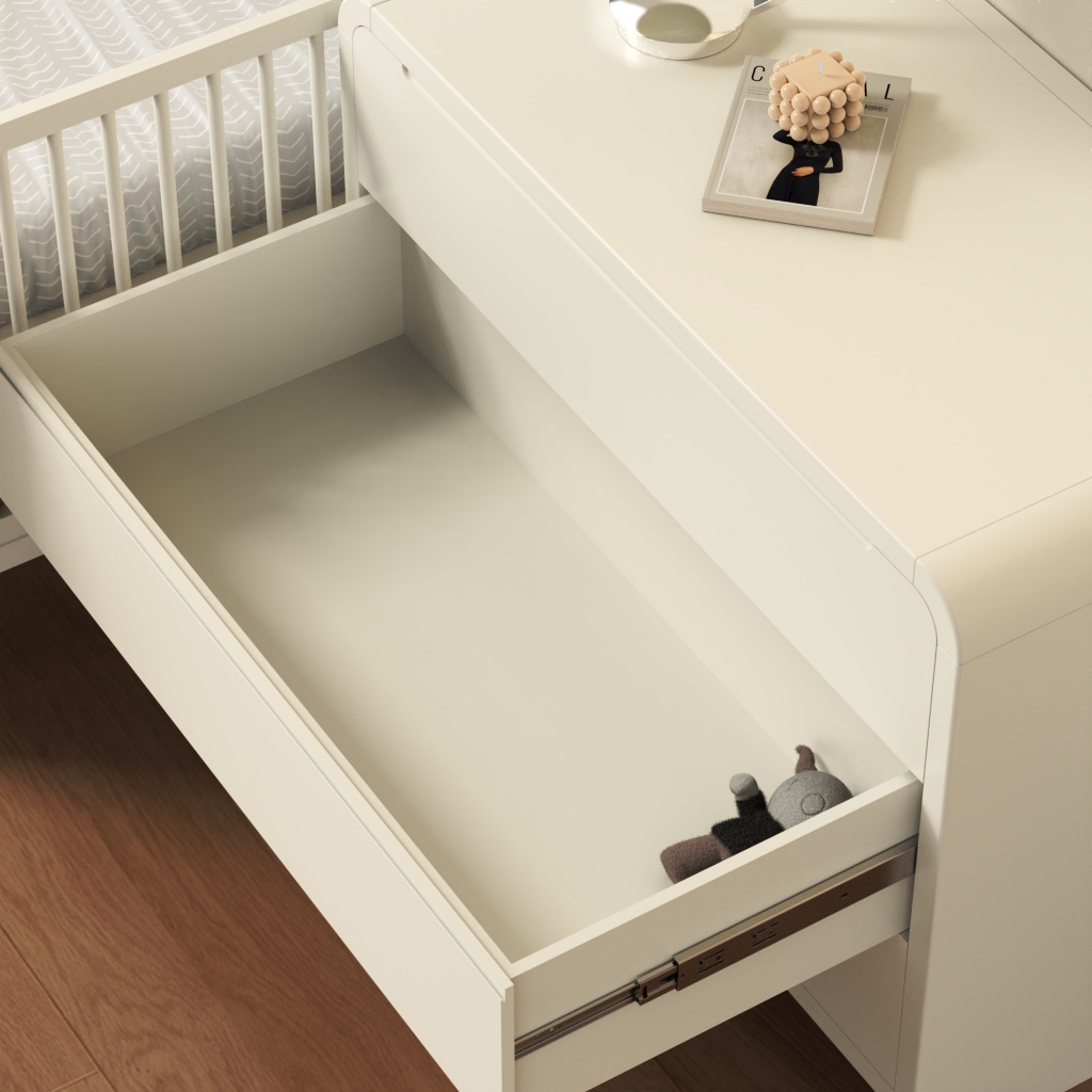 Modern 3-Drawer Nursery Dresser | Rounded-Edge White Kids Storage Chest