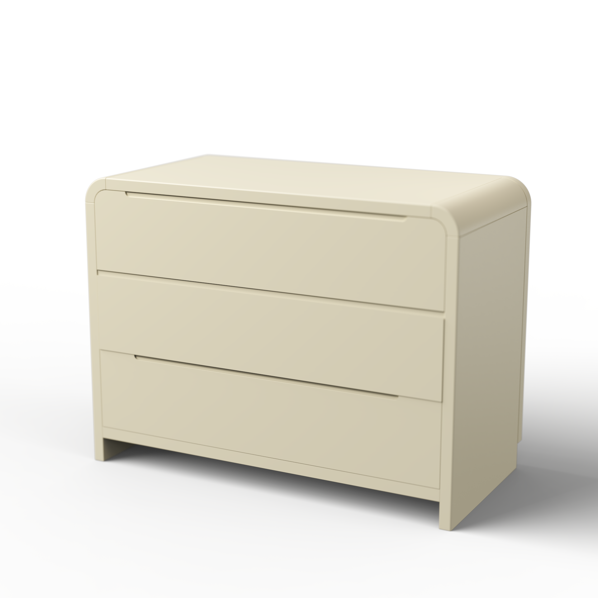 Modern 3-Drawer Nursery Dresser | Rounded-Edge White Kids Storage Chest