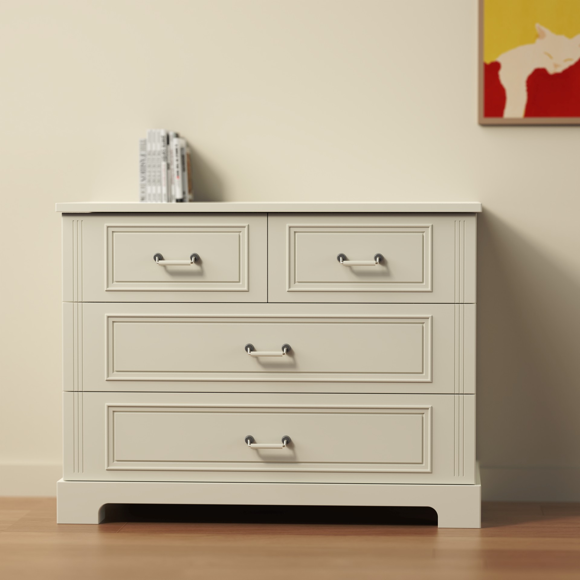 Elegant 4-Drawer Nursery Dresser | Classic White Kids Storage Chest