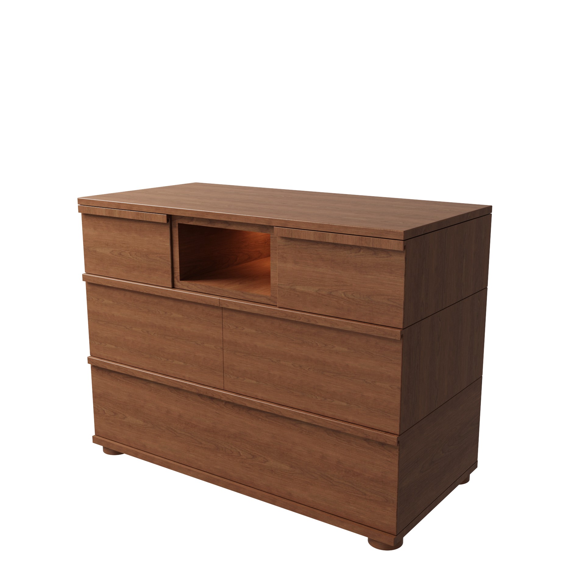 Modern Walnut Nursery Dresser | 5-Drawer Kids Storage Chest with LED Light