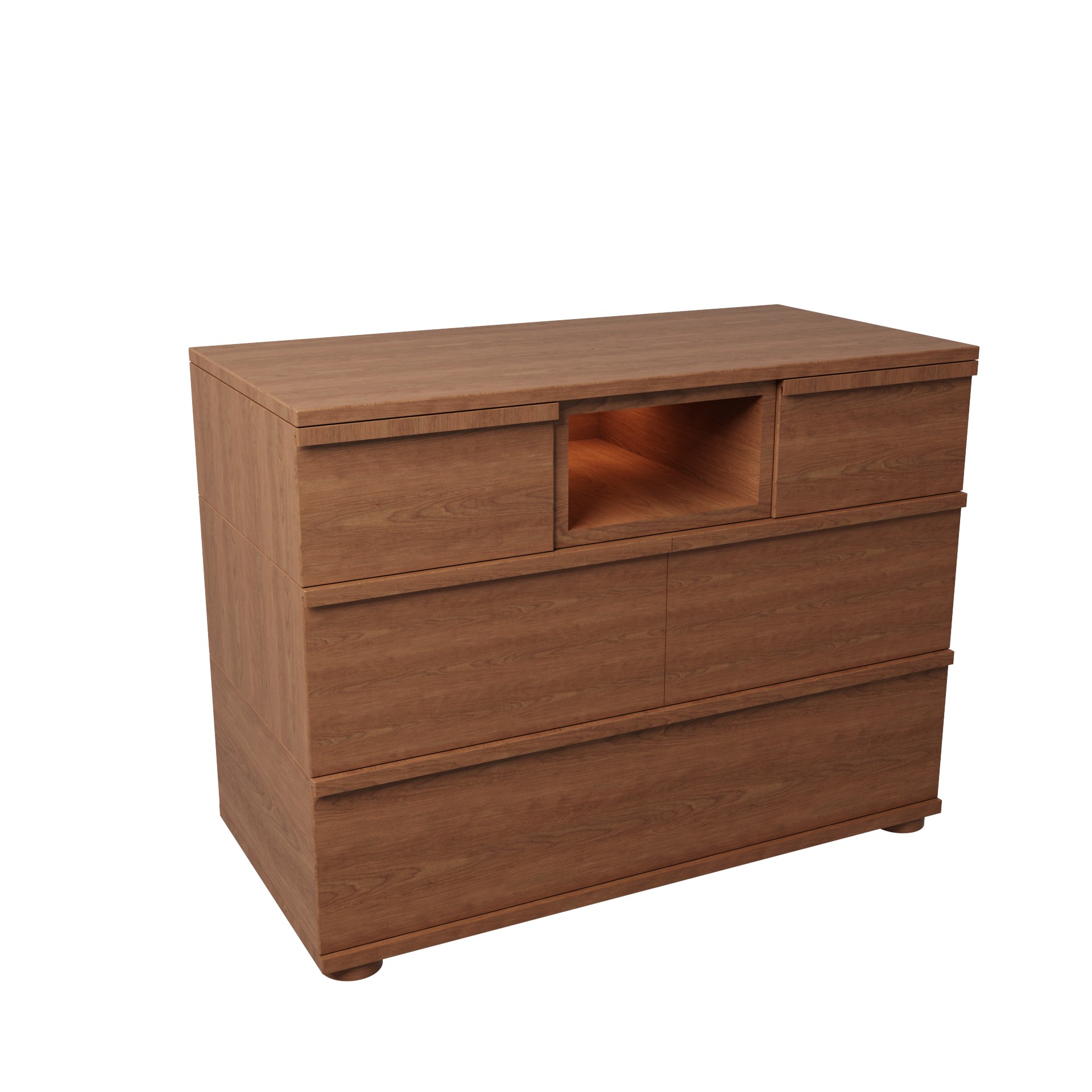 Modern Walnut Nursery Dresser | 5-Drawer Kids Storage Chest with LED Light