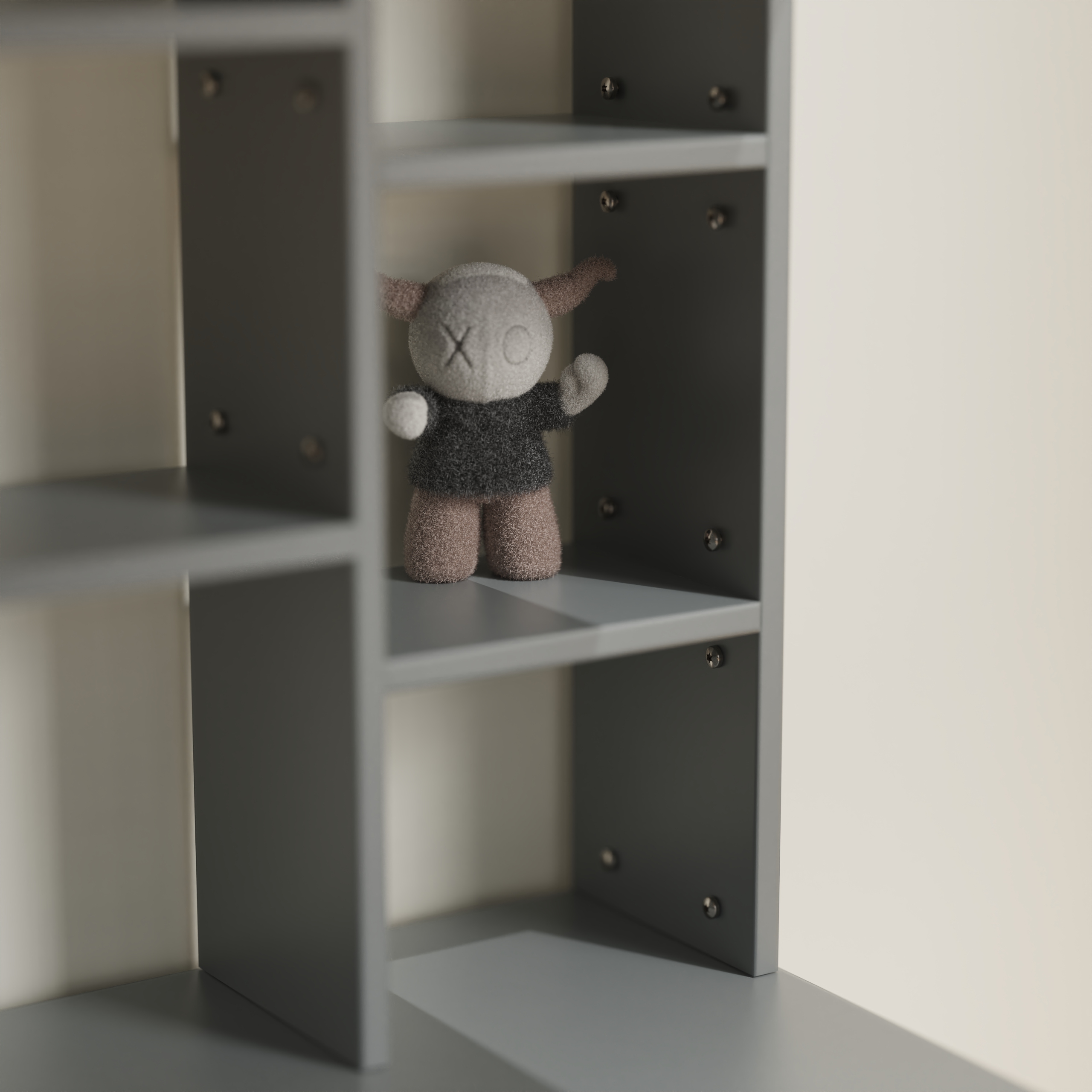 Grey Loft Bed with Desk | Kids Study Loft Bed with Built-in Shelves & Drawers