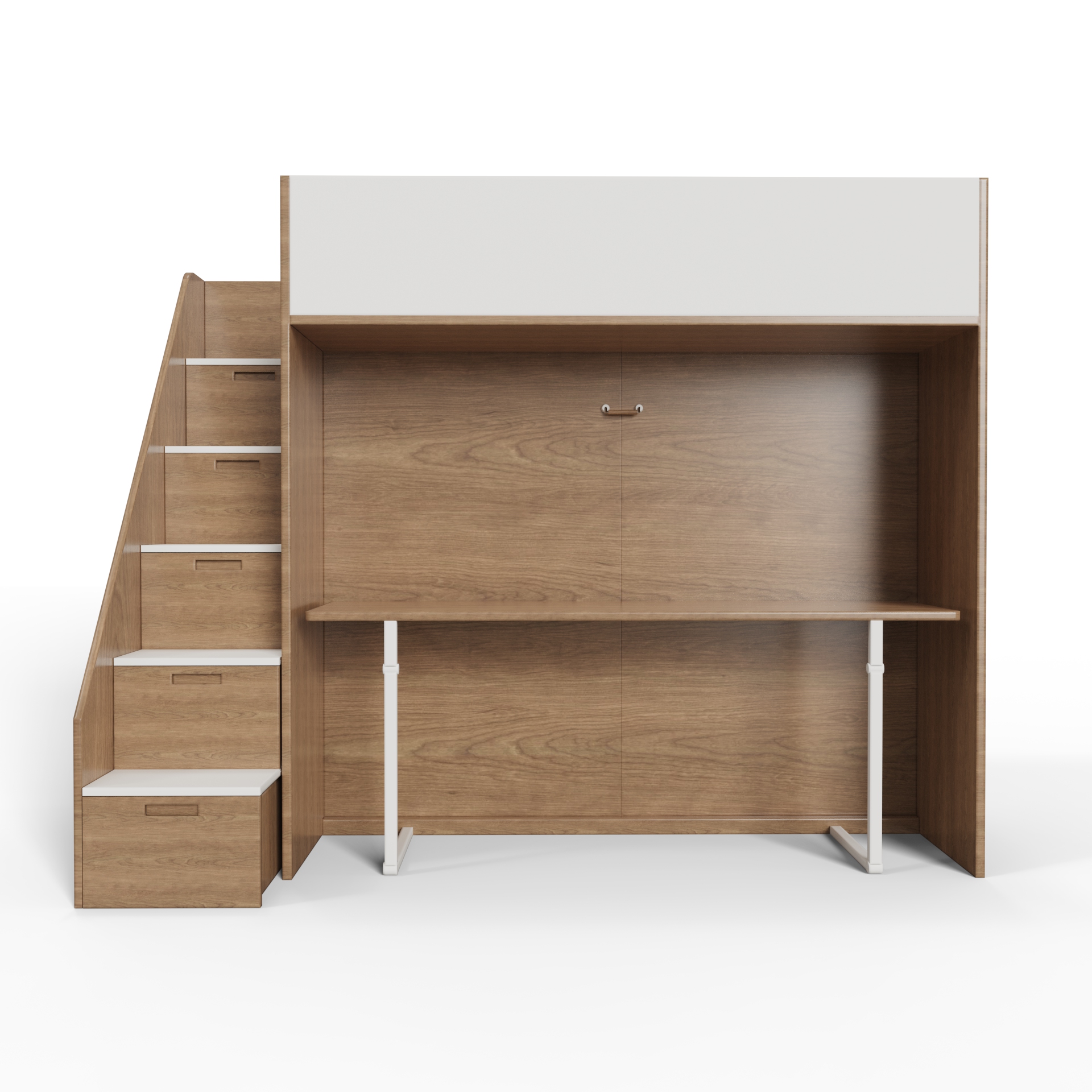 Modern Murphy Bunk Bed with Stairs | Space-Saving Kids Wall Bed with Storage Drawers