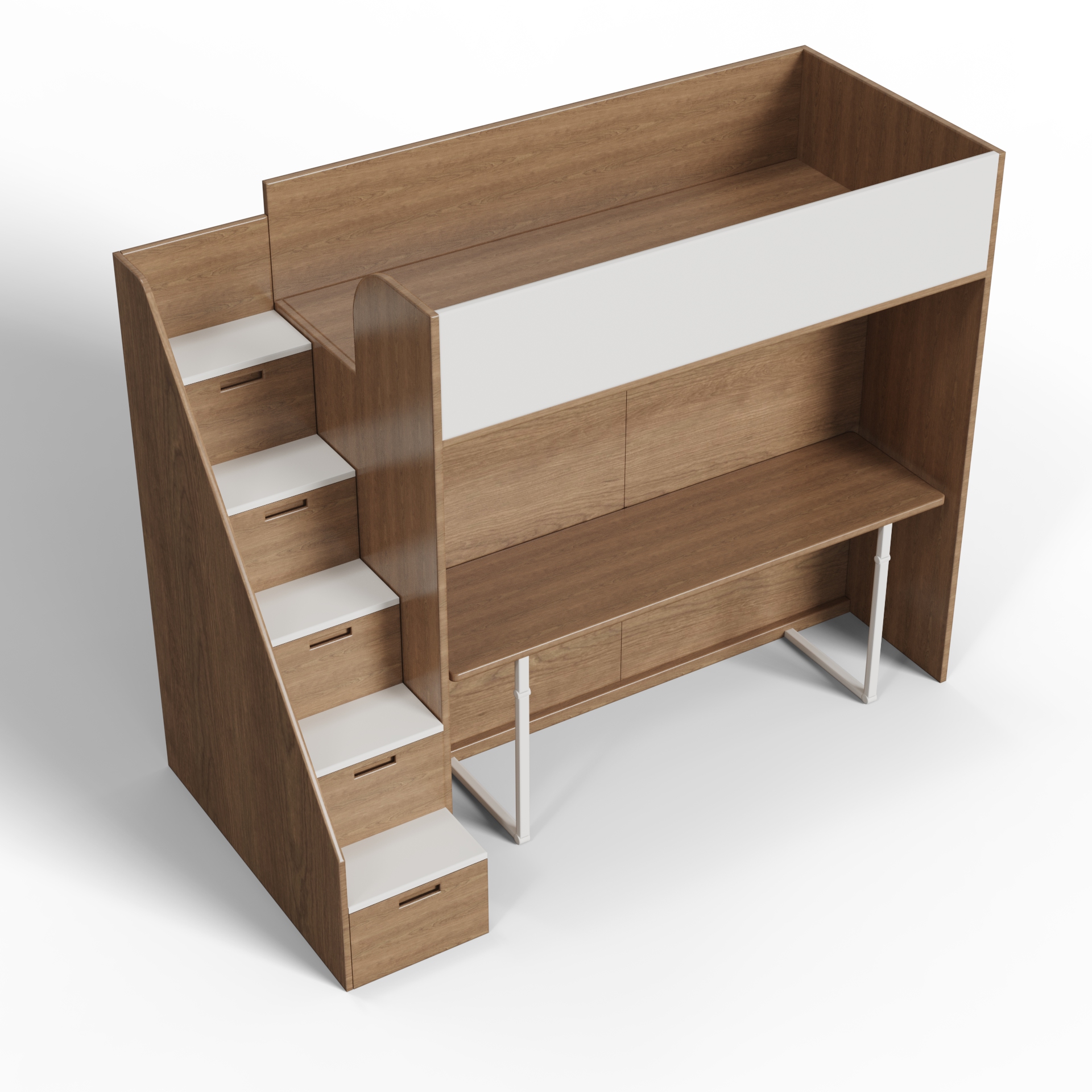 Modern Murphy Bunk Bed with Stairs | Space-Saving Kids Wall Bed with Storage Drawers