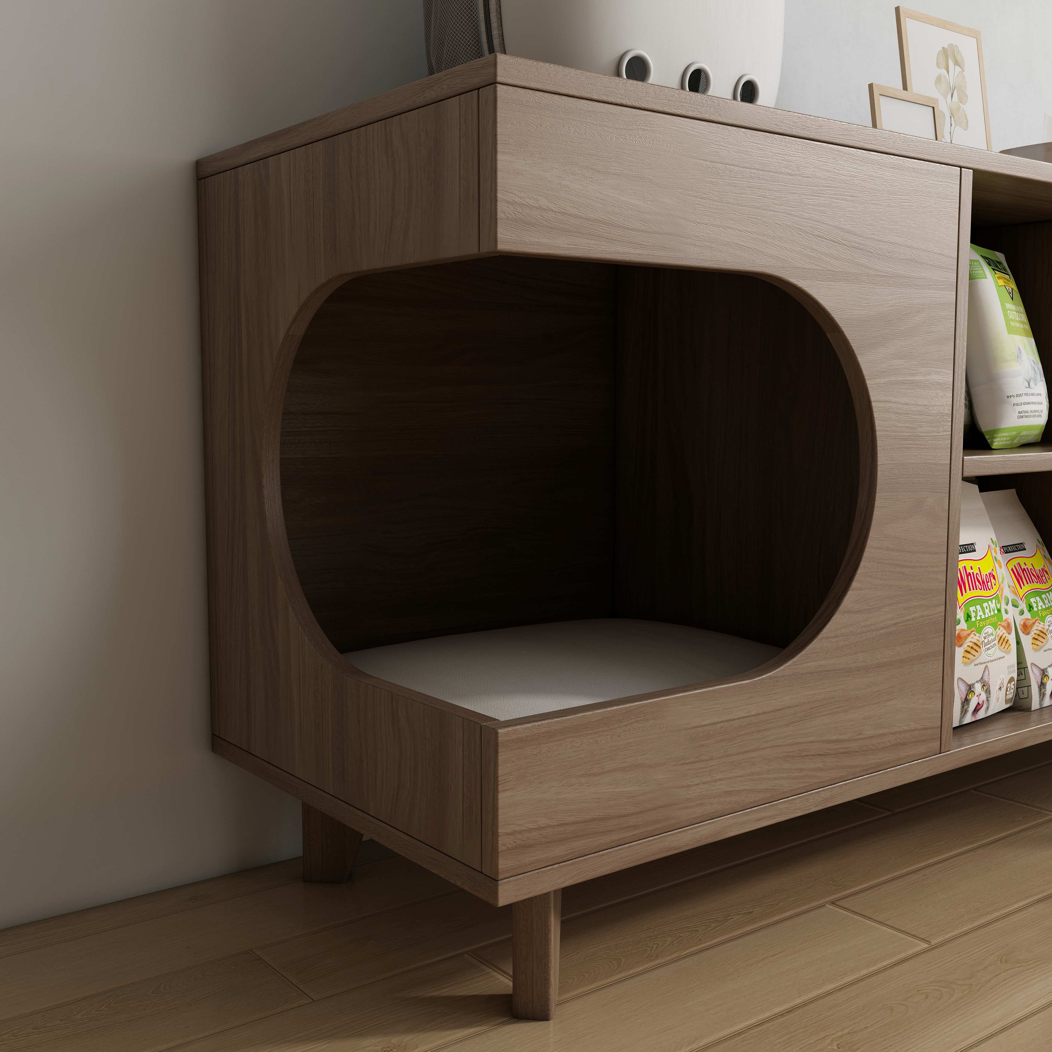 Multi-Functional Pet Wood Cabinet | Cat House Storage Console for Pets & Supplies