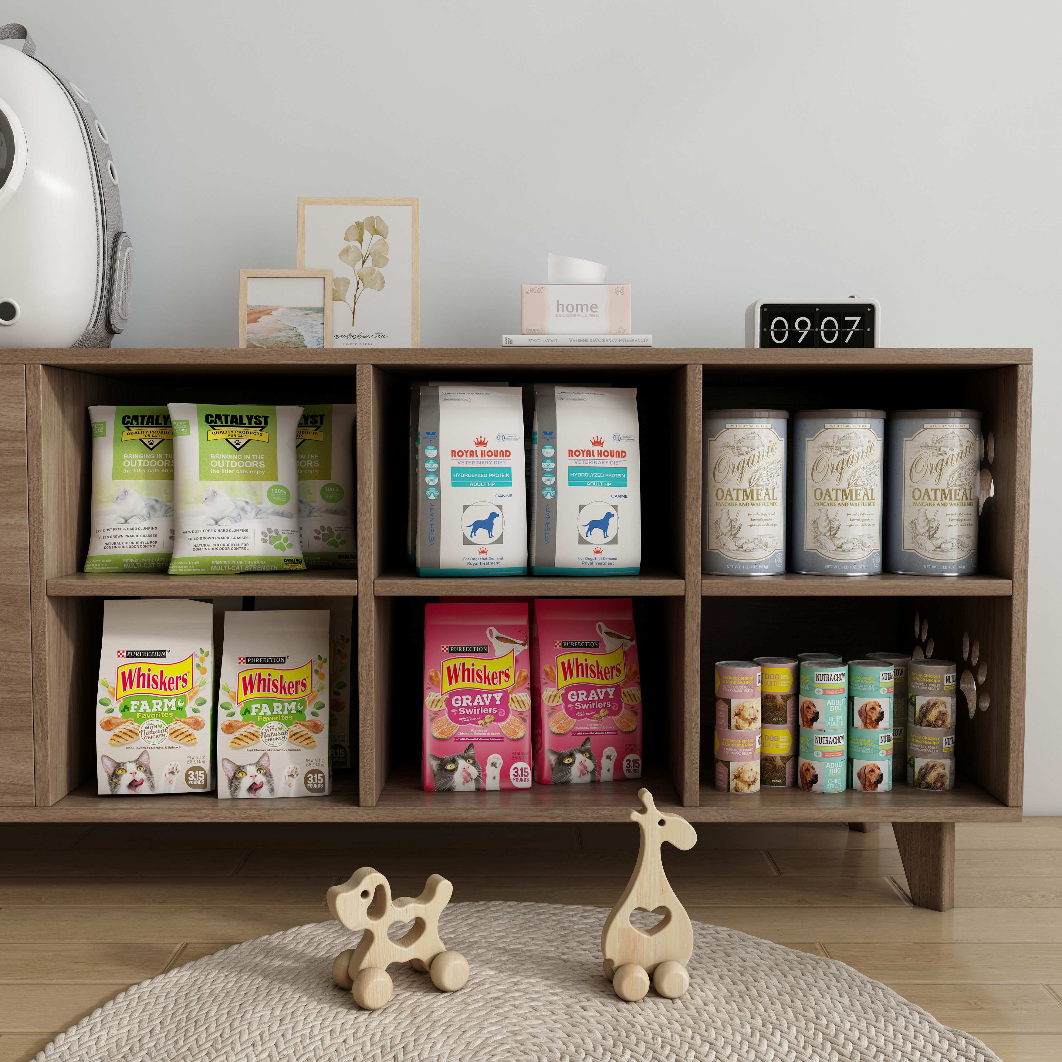 Multi-Functional Pet Wood Cabinet | Cat House Storage Console for Pets & Supplies