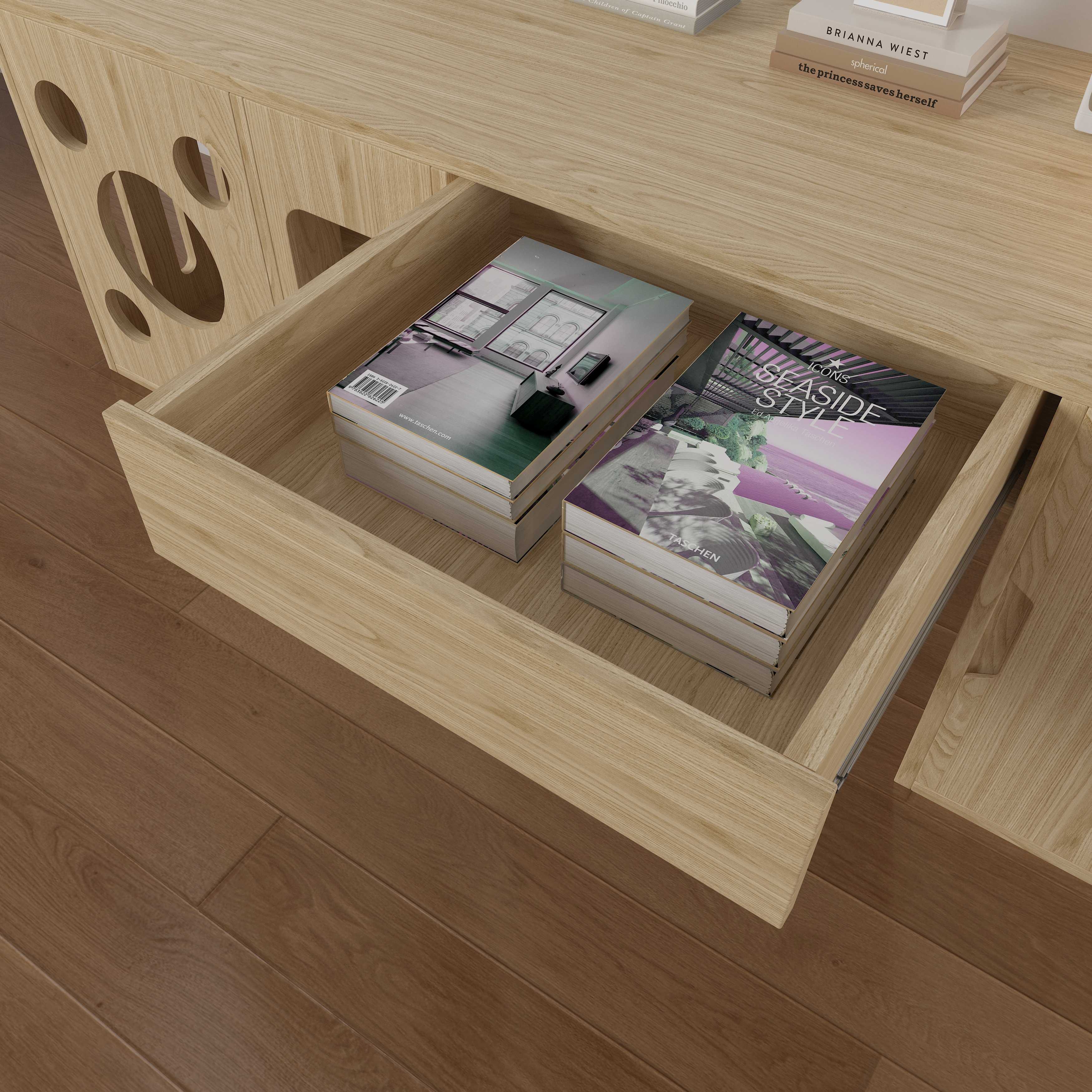 Modern Wooden Cat Litter Box Desk | 2-in-1 Cat House Desk with Hidden Litter Box