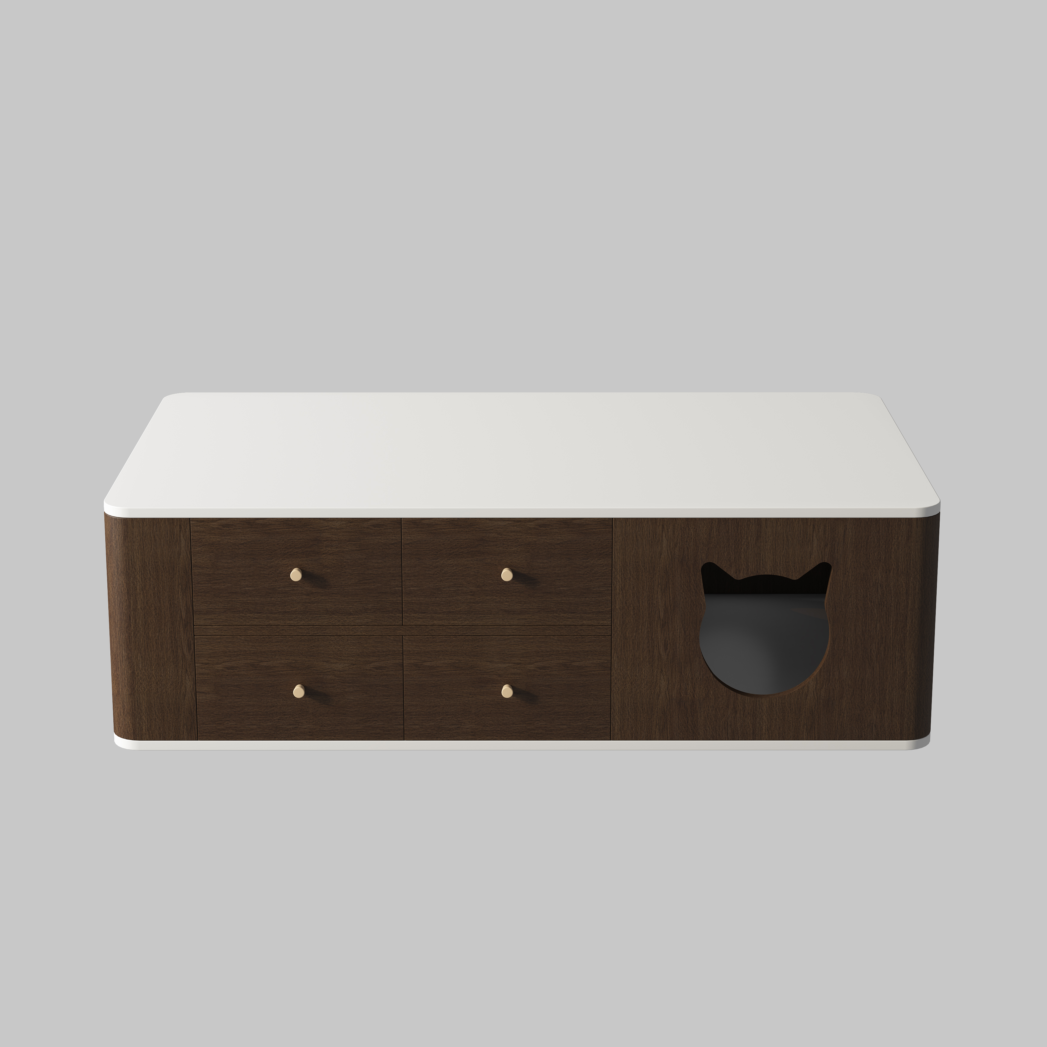 Modern Cat House Coffee Table | 2-in-1 Hidden Cat Bed Living Room Table