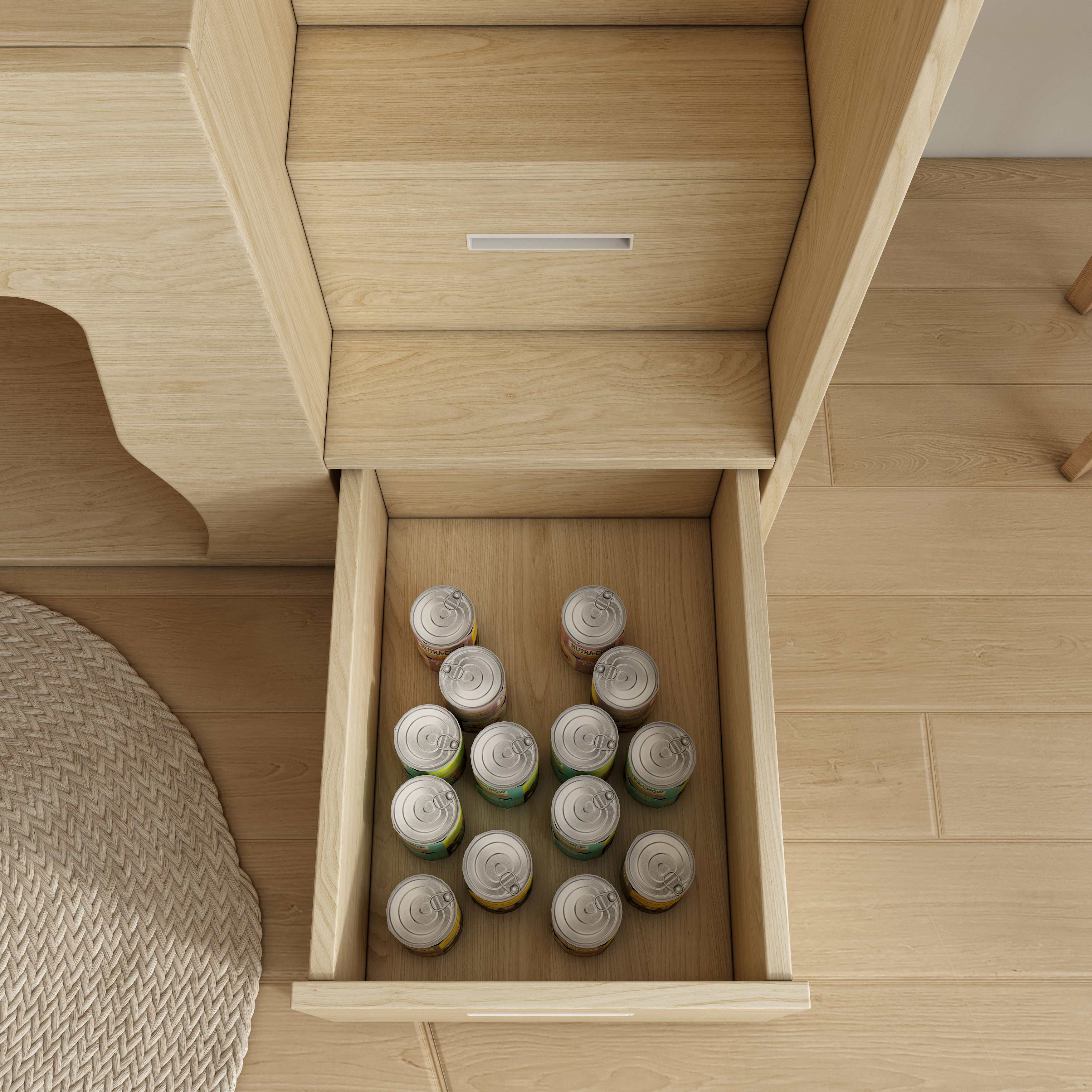 All-In-One Wooden Cat House Cabinet | Cat Tree with Hammock & Storage Drawers