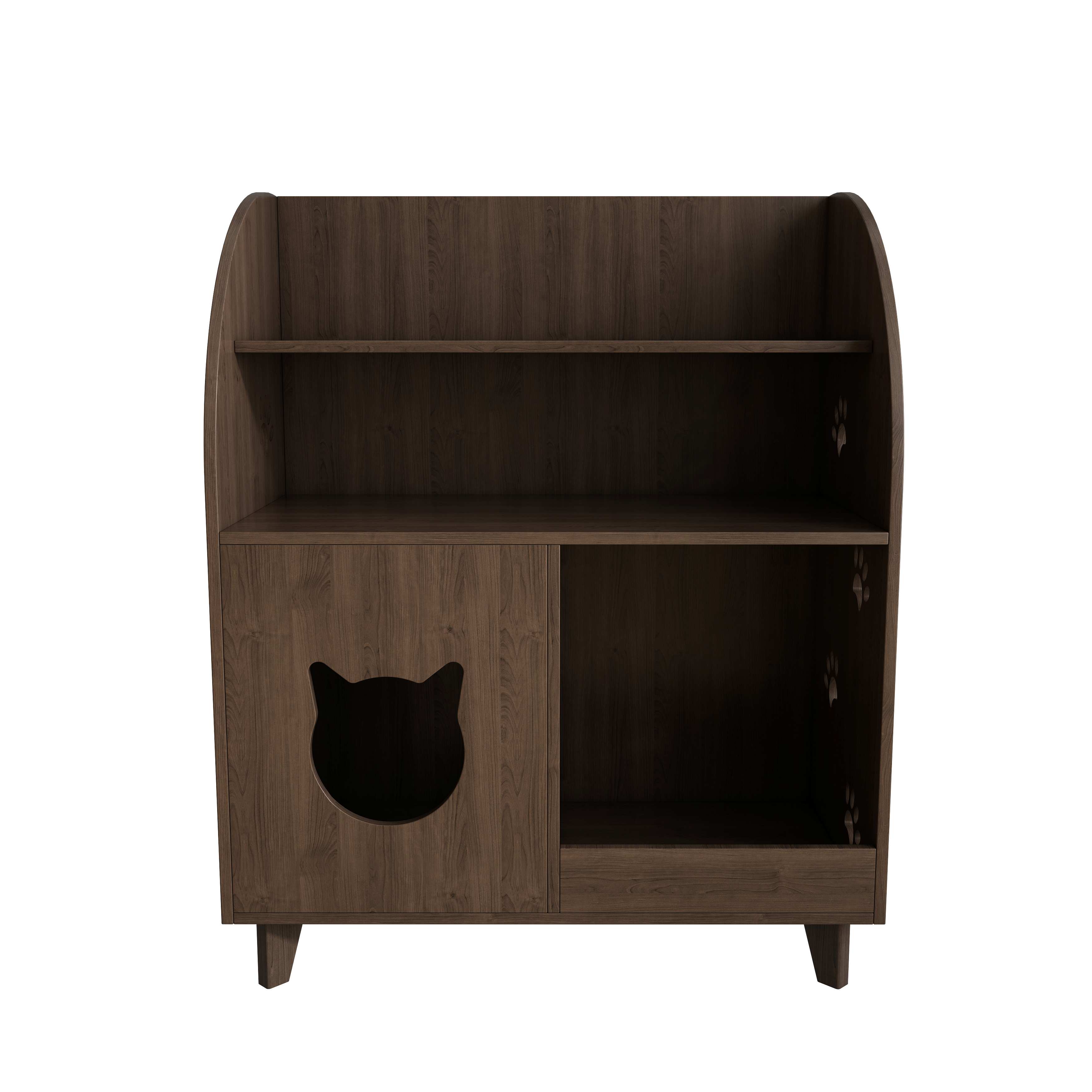 Wooden Cat House Bookshelf | 2-in-1 Cat Litter Box Enclosure with Storage