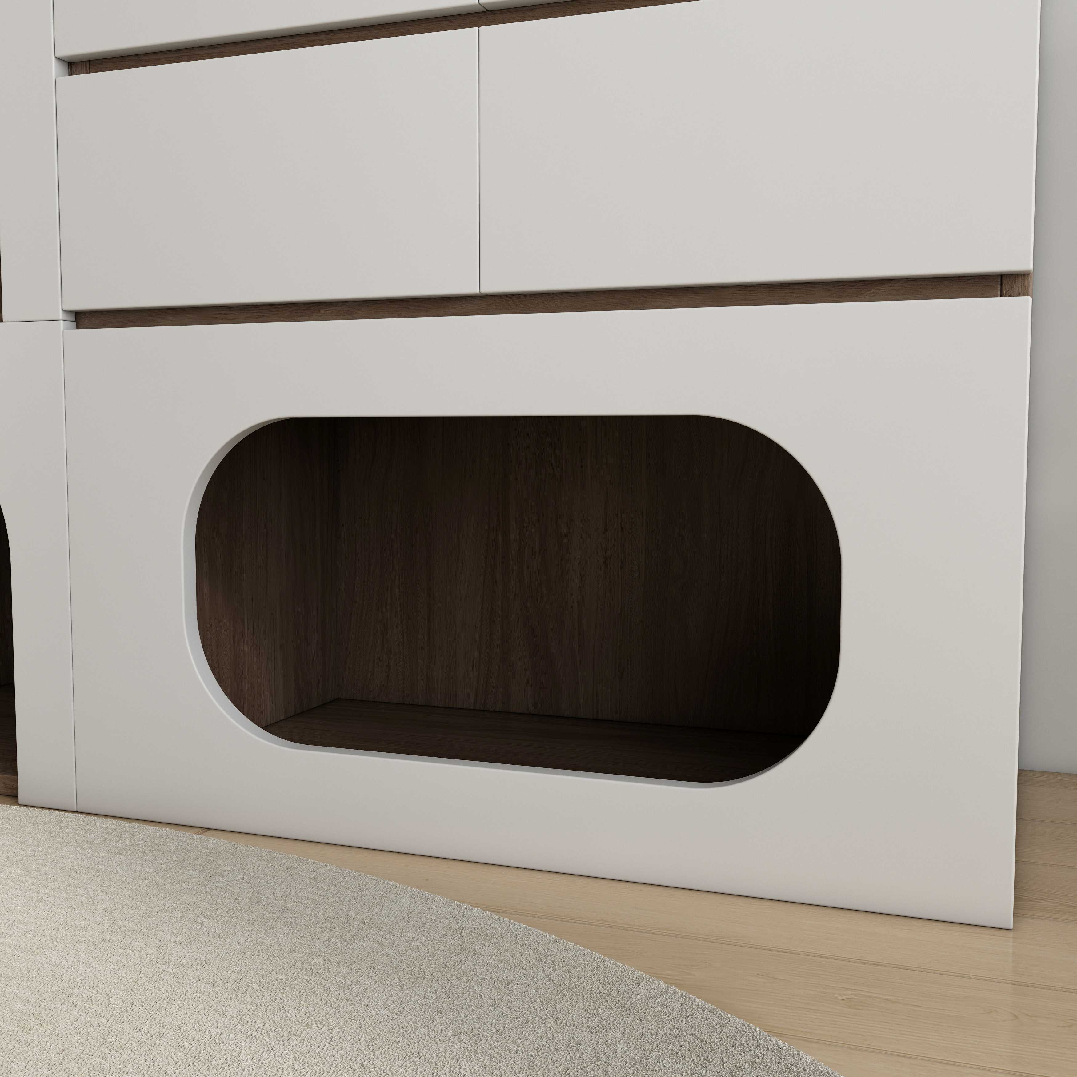 Modern White Cat House Cabinet | Multi-Cat Litter Box Enclosure with Storage