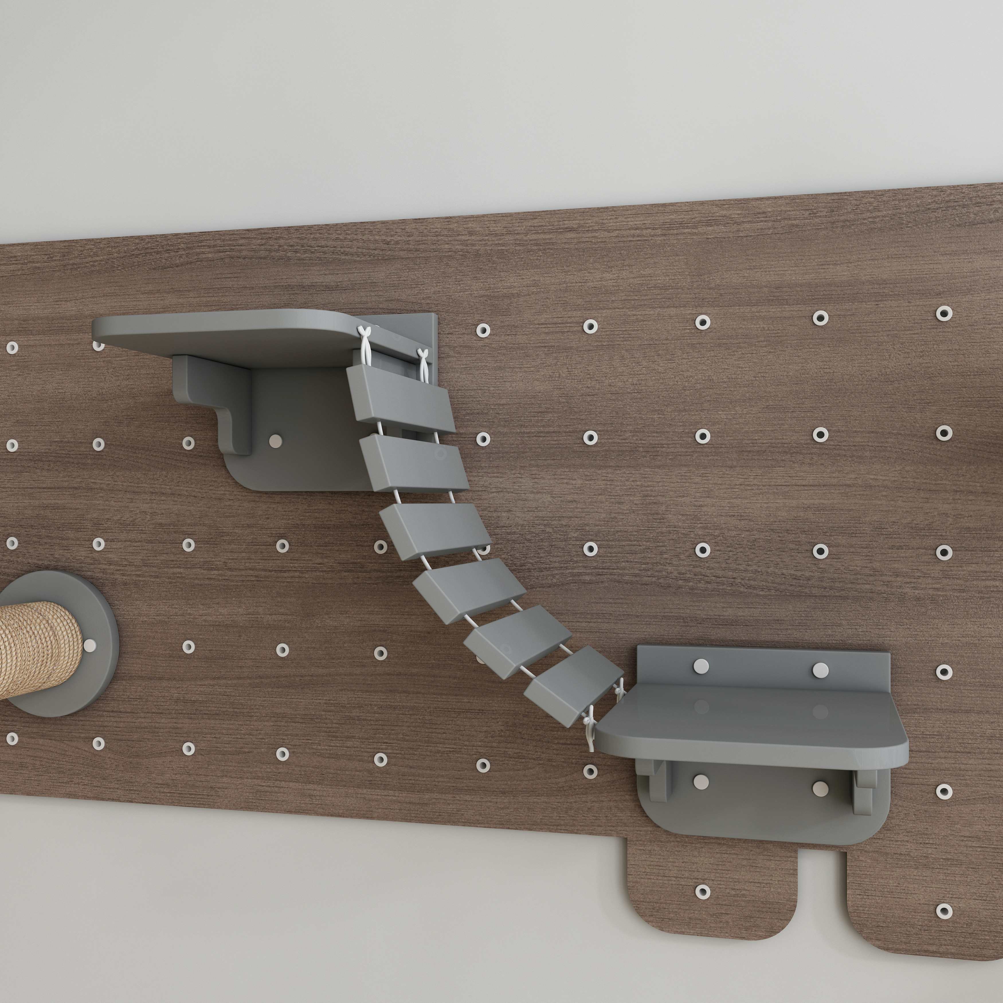 Cat-Shaped Wall Mounted Cat Tree | Modular Pegboard Cat Wall Shelves with Hammock