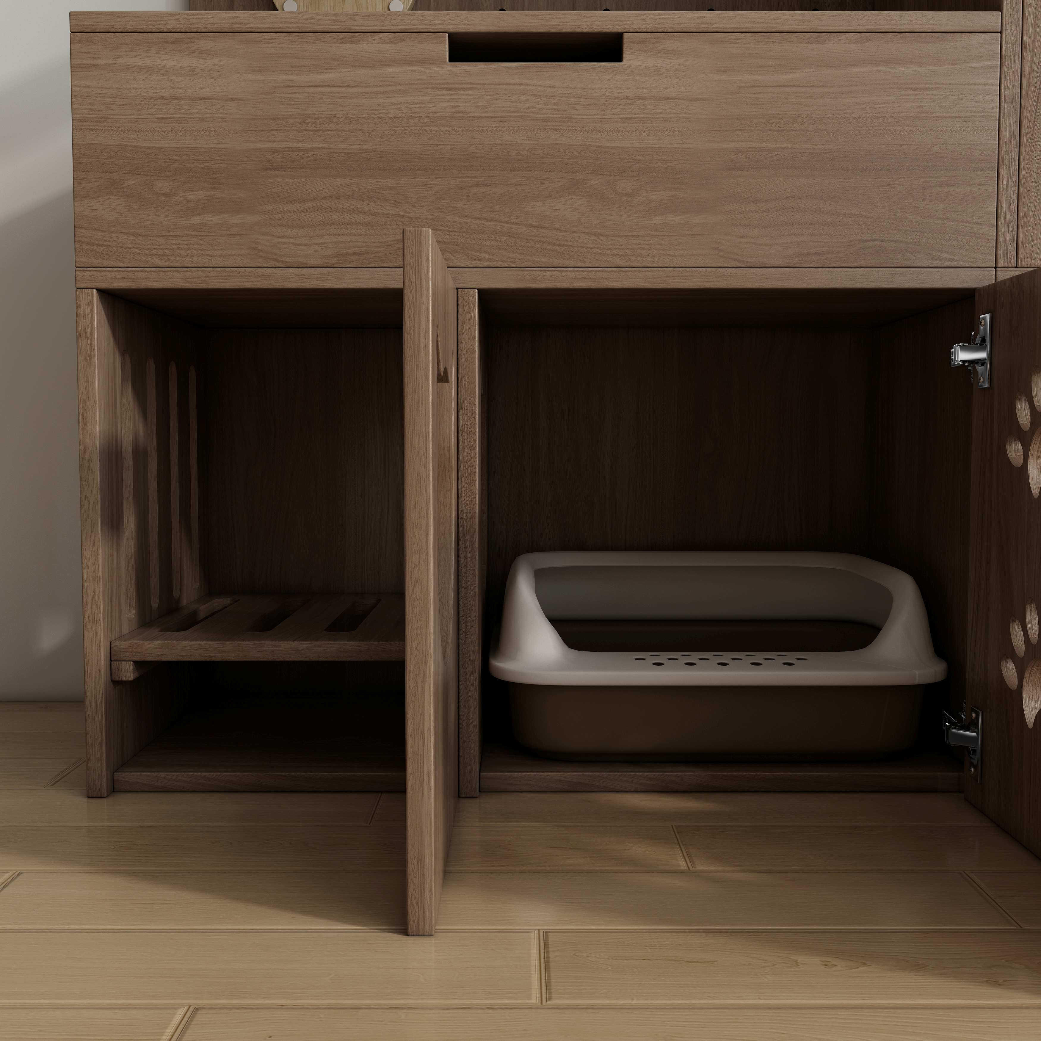 Modular Pegboard Cat Wall System | All-in-One Cat House with Litter Box Enclosure