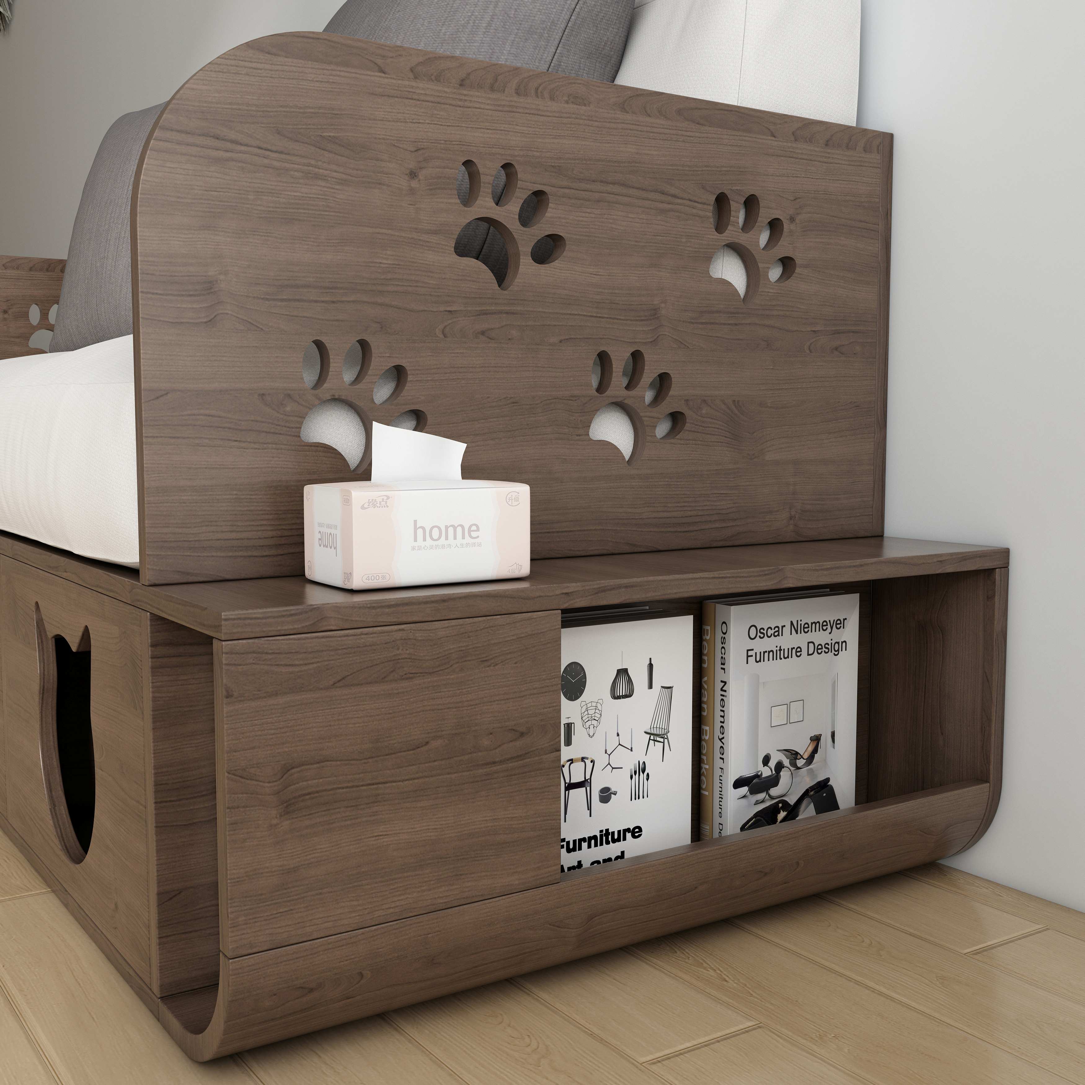 Cat-Friendly Wooden Sofa | 2-Seater Cat Couch with Hidden Cat Houses & Storage