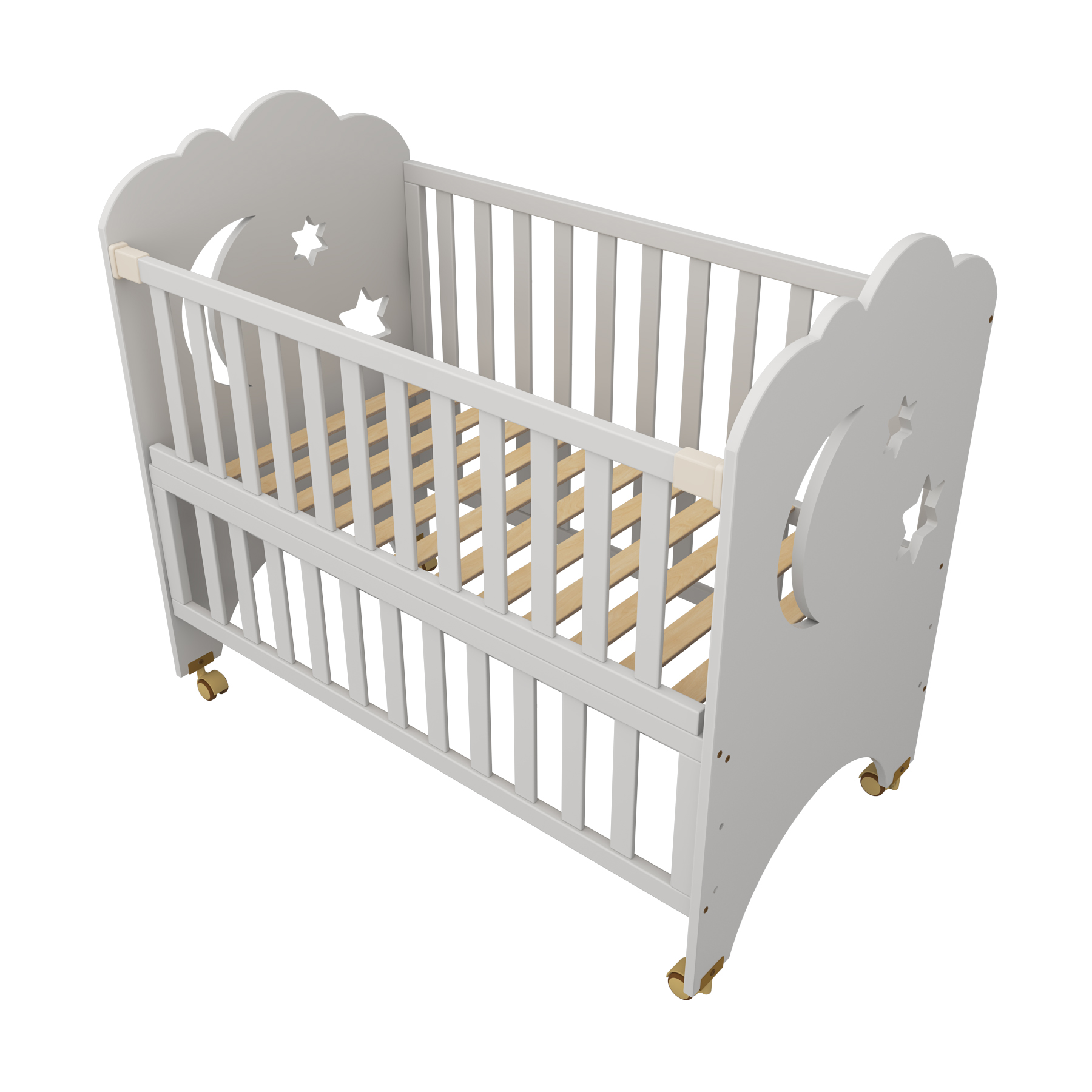 Moon & Star Wooden Baby Crib | Convertible Crib with Wheels for Nursery