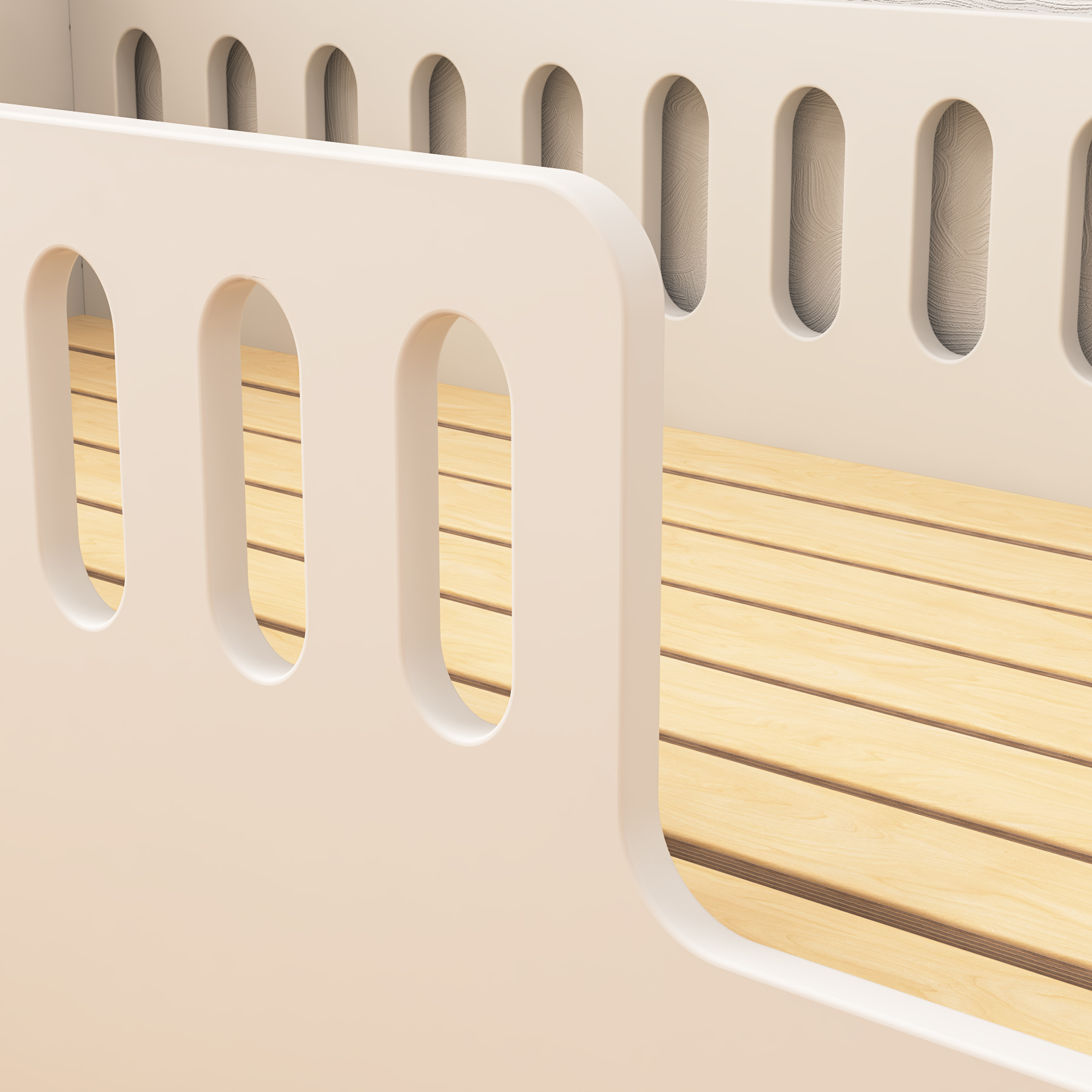 Moon & Star Toddler Floor Bed | White Kids Bed with Safety Railings for Nursery