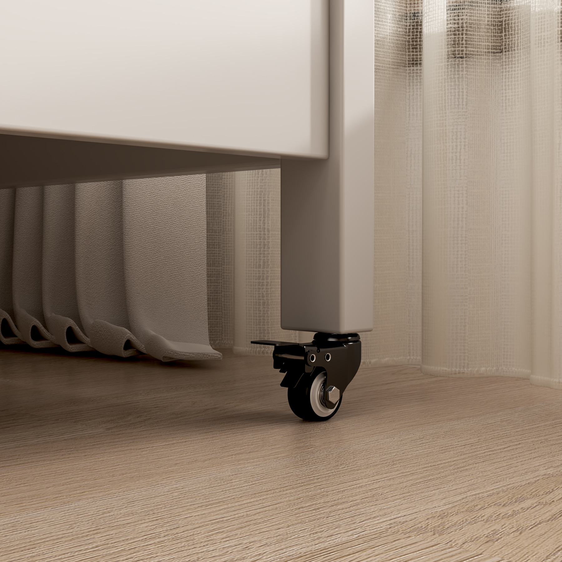 Modern Two-Tone Baby Crib | Adjustable Height Nursery Bed with Lockable Wheels